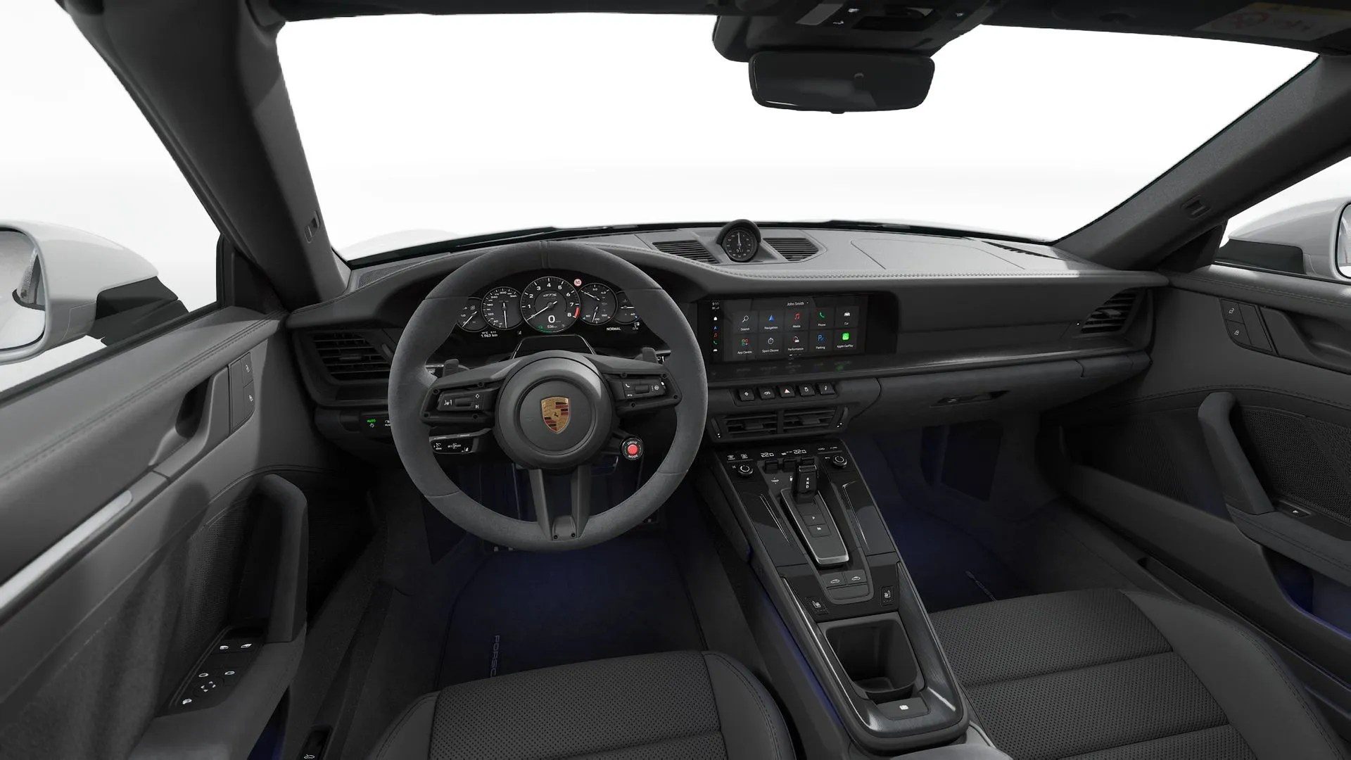 911 Targa, 911 Targa 4 GTS, interiér Paket interiéru Race-Tex s rozsáhlými prvky z kůže, střední části sedadel z kůže, dashboard
