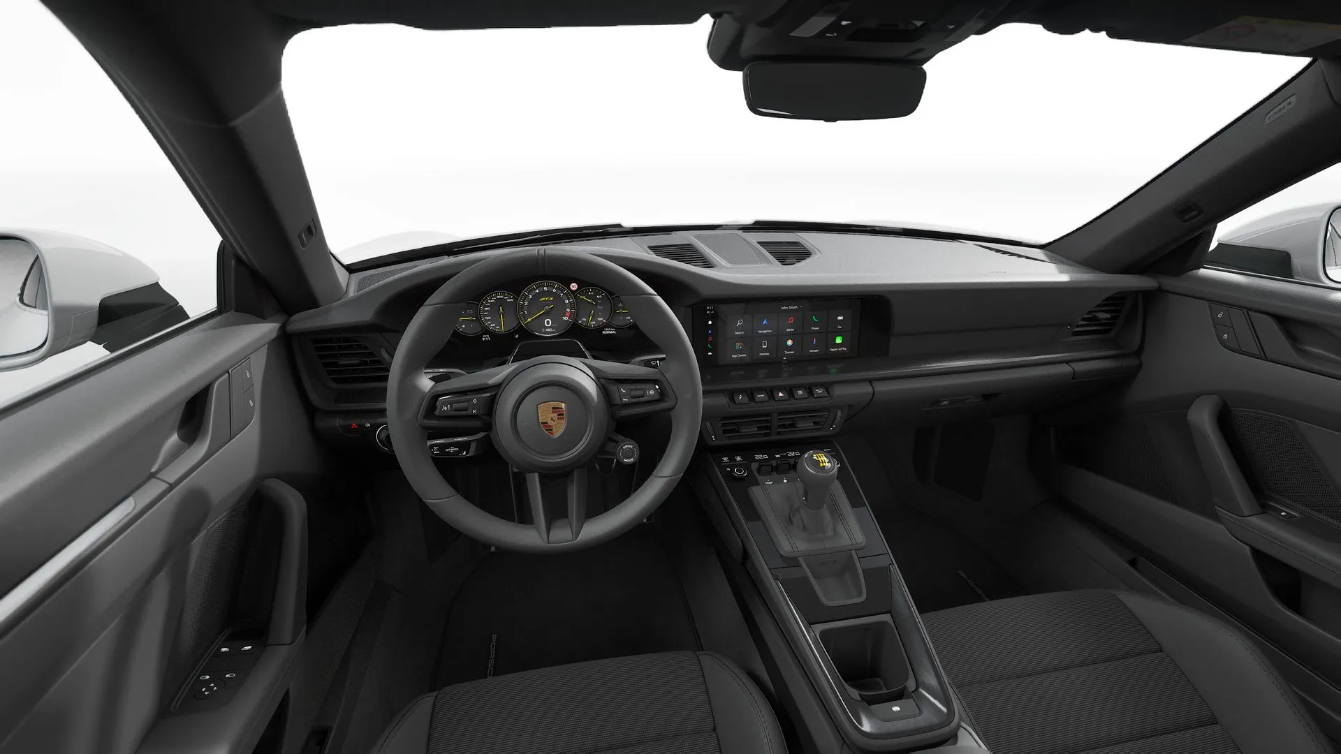 911, 911 GT3 with Touring Package, interiér Interiér s koženými položkami Černá, dashboard