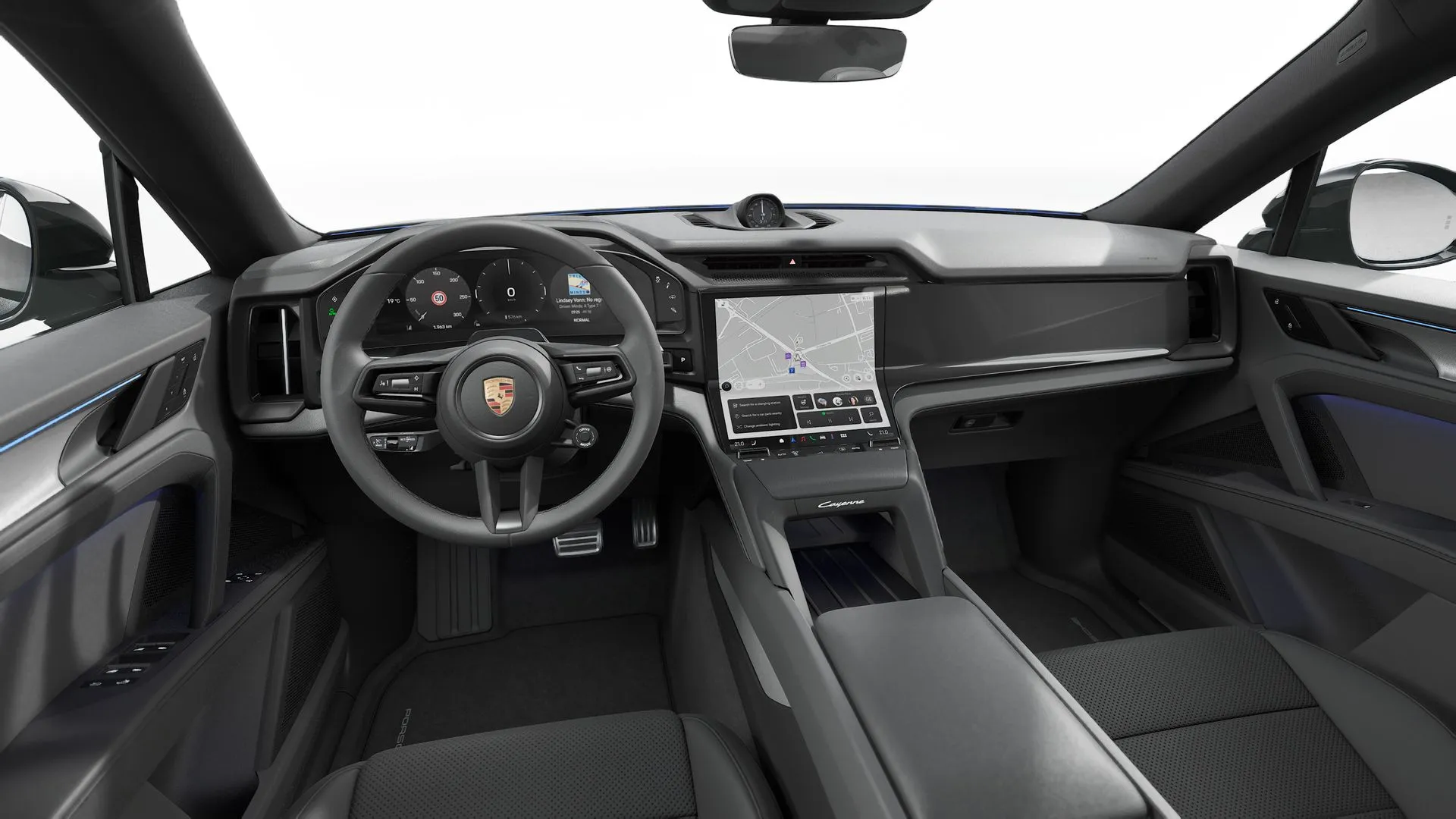 Cayenne Electric Coupé, Cayenne S Coupé Electric, interiér Částečný kožený interiér Černý, dashboard