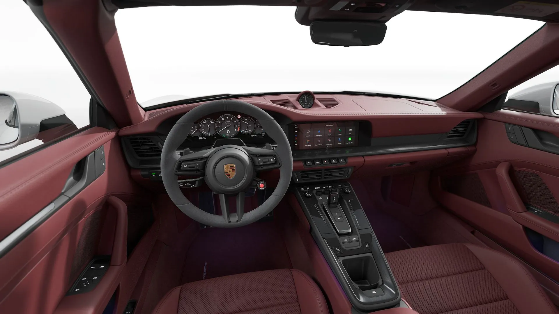 911 Targa, 911 Targa 4 GTS, interiér Kožený interiér Bordeaux červená, dashboard