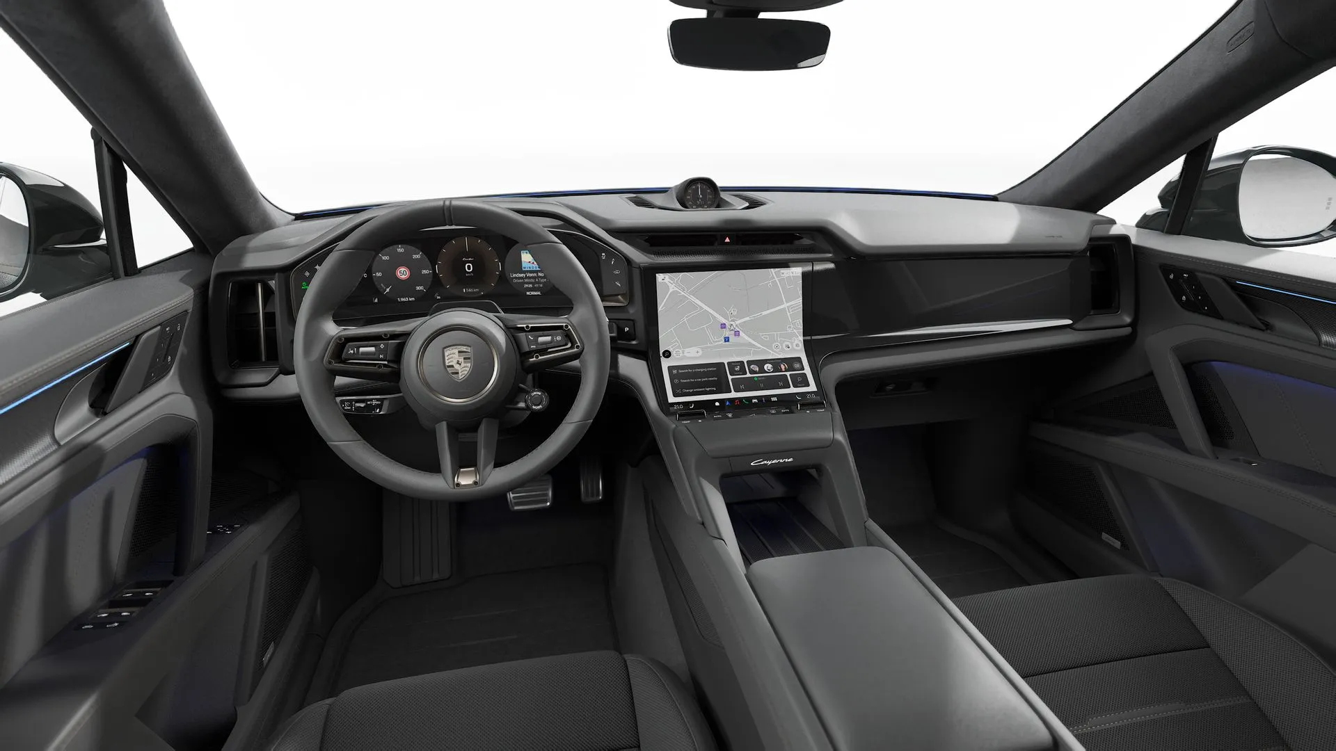 Cayenne Electric, Cayenne Turbo Electric, interiér Dvoubarevný kožený interiér, hladká kůže, Black/Turbonite, dashboard