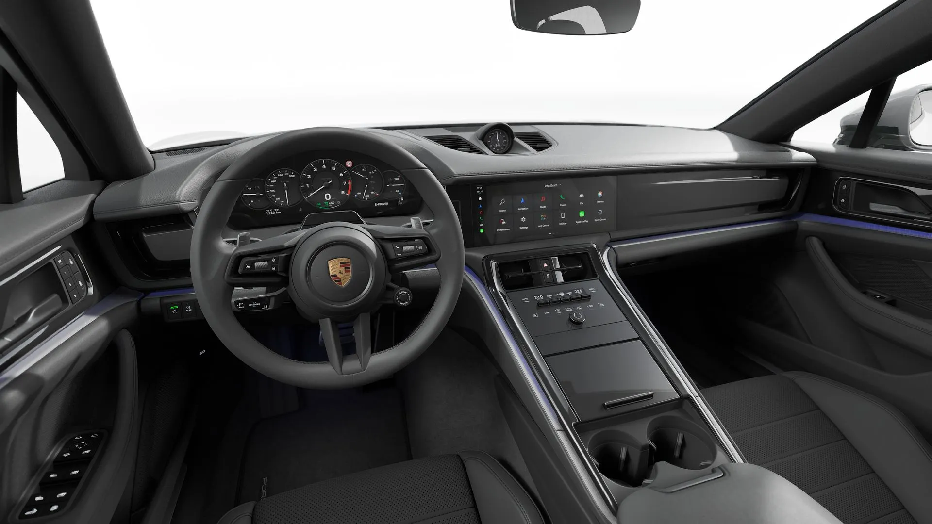 Panamera, Panamera 4 E-Hybrid, interiér Částečně kožený interiér Black, dashboard
