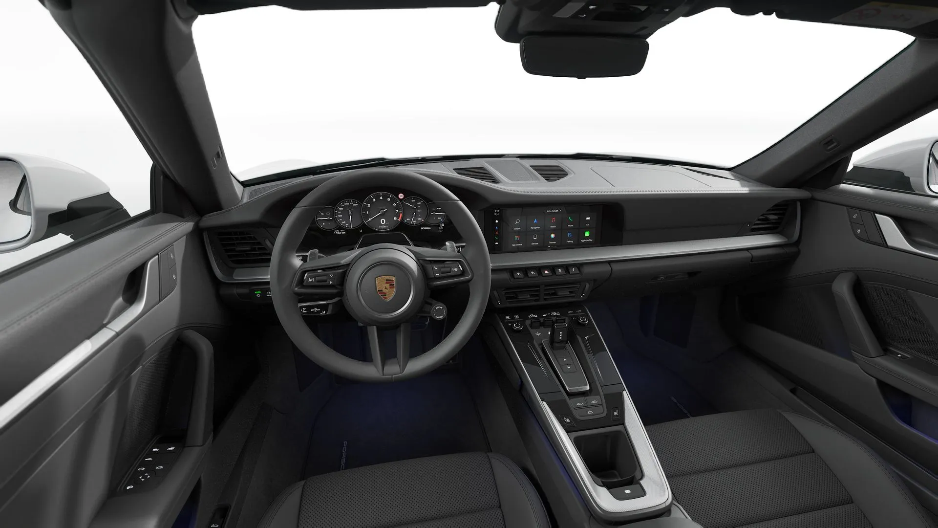 911 Cabriolet, 911 Carrera Cabriolet, interiér Kožený interiér Černá, dashboard