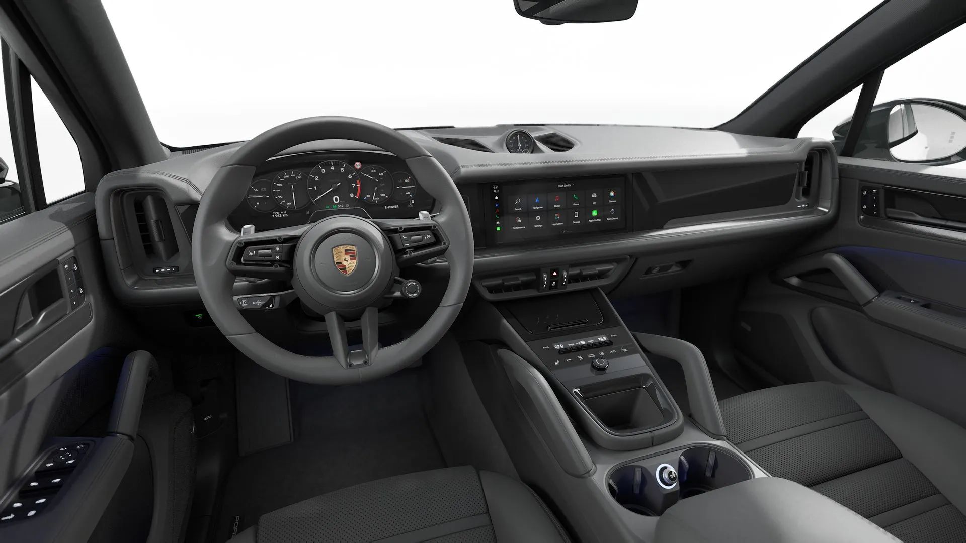 Cayenne, Cayenne S E-Hybrid Black Edition, interiér Kožený interiér Black, Hladká kůže, dashboard