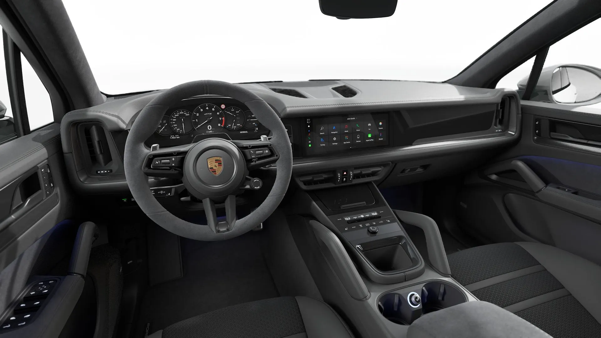 Cayenne, Cayenne GTS, interiér Interiér Race-Tex s kůží Černá kůže s hladkou kůží, dashboard