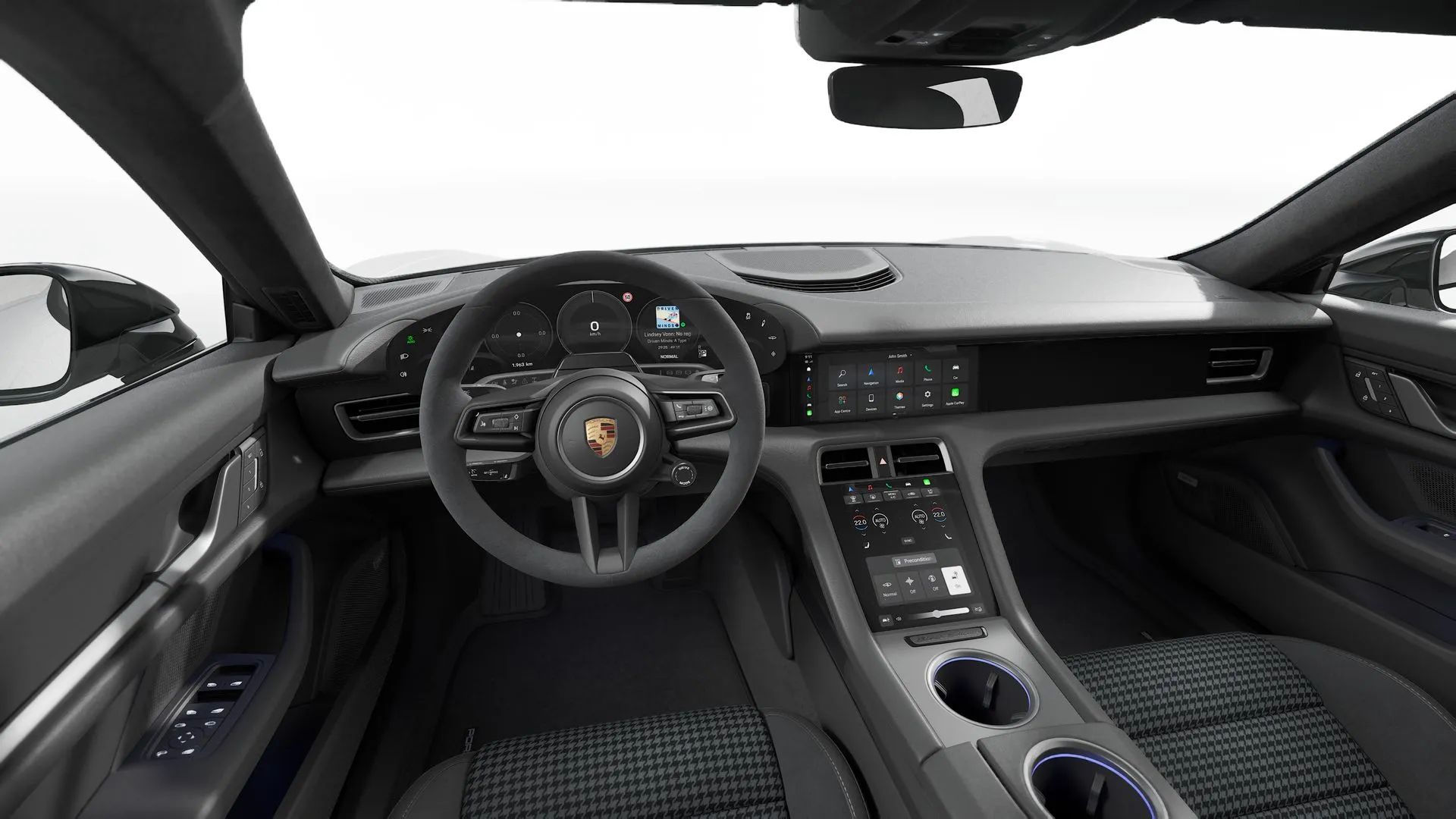 Taycan Sport Turismo, Taycan 4S Sport Turismo Black Edition, interiér Race-Tex s Pepita Černá, dashboard