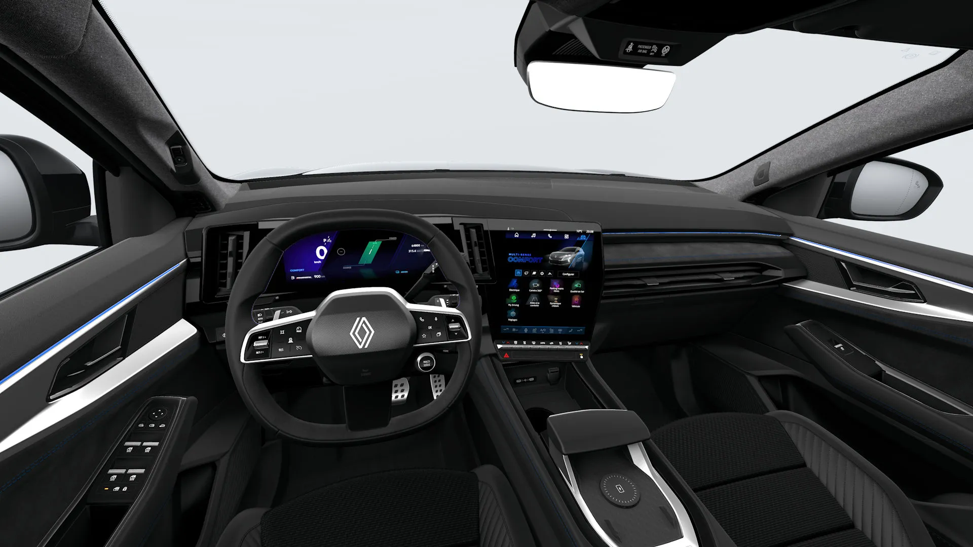 Espace, Esprit Alpine, interiér čalounění v kombinaci recyklovaná látka carbon / syntetická kůže s Alcantara®, dashboard