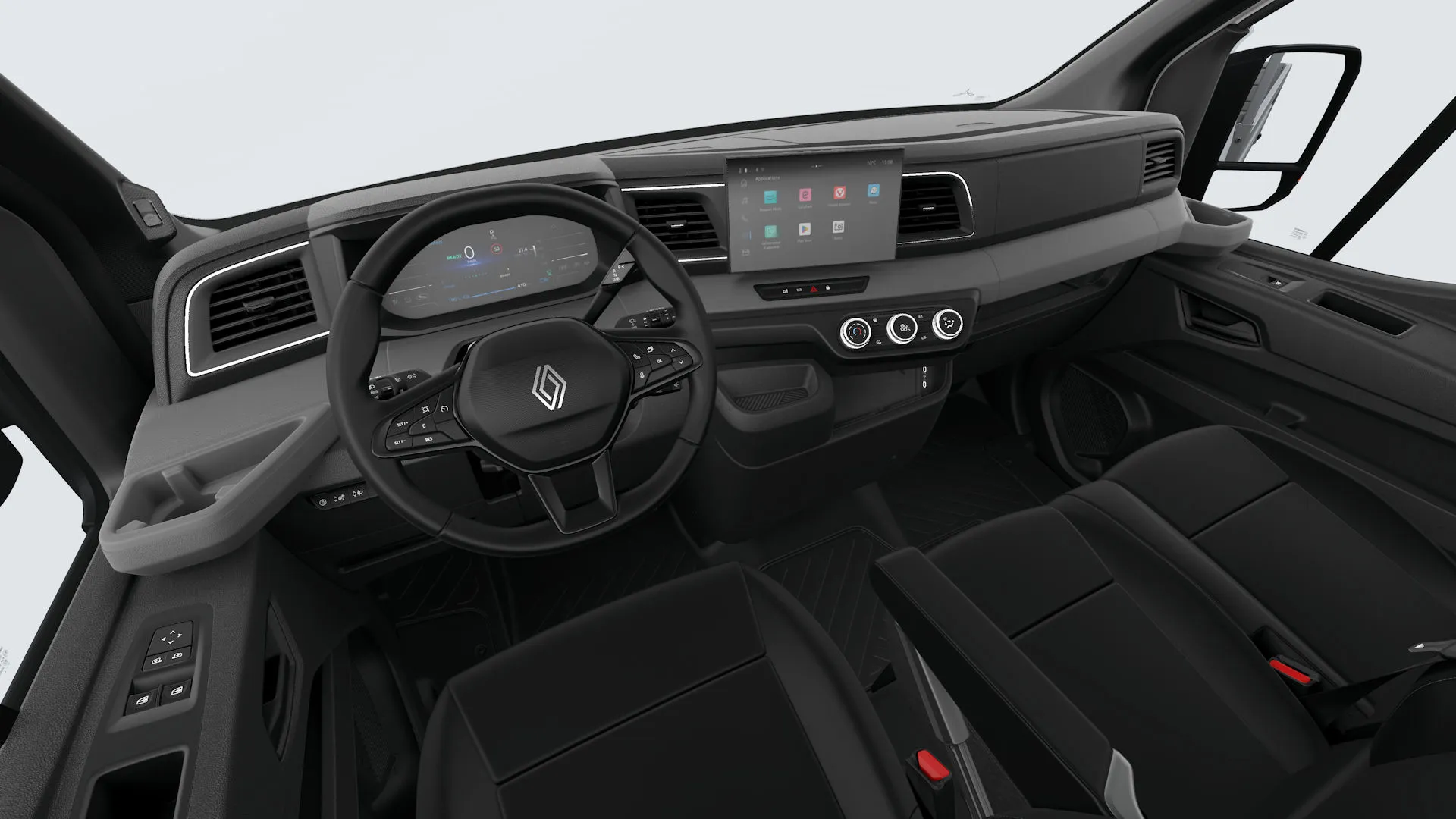 Master E-Tech valník L2H1, Valník, interiér zesílené čalounění SIMILI se syntetickou kůži TEP, dashboard