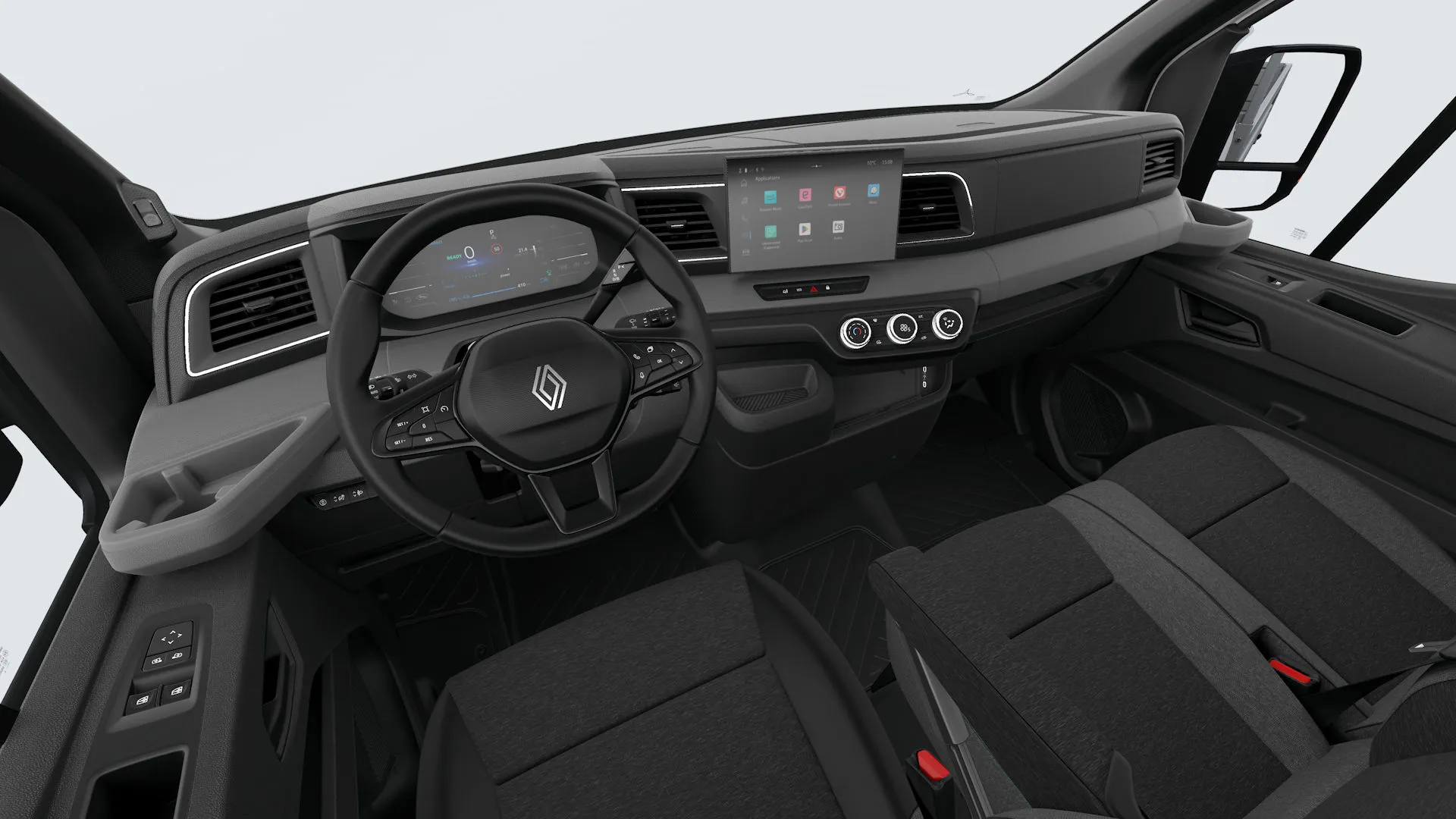 Master E-Tech valník L2H1, Valník, interiér látkové čalounění CORE, dashboard