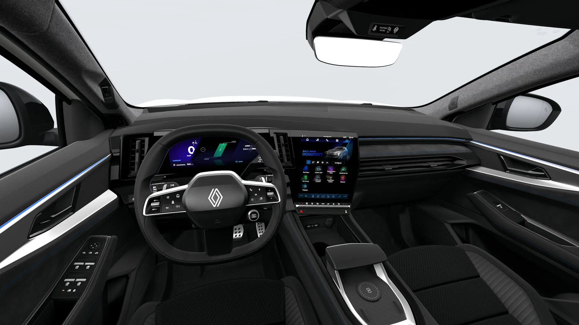 Austral, Esprit Alpine, interiér čalounění v kombinaci recyklovaná látka carbon / syntetická kůže s Alcantara®, dashboard
