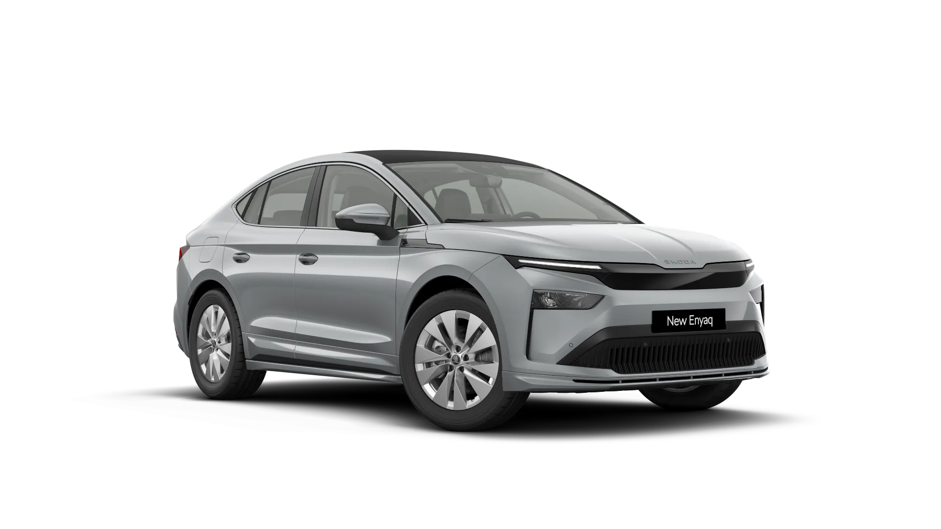 Enyaq Coupé, Selection, Stříbrná Smokey Diamond metalíza, front