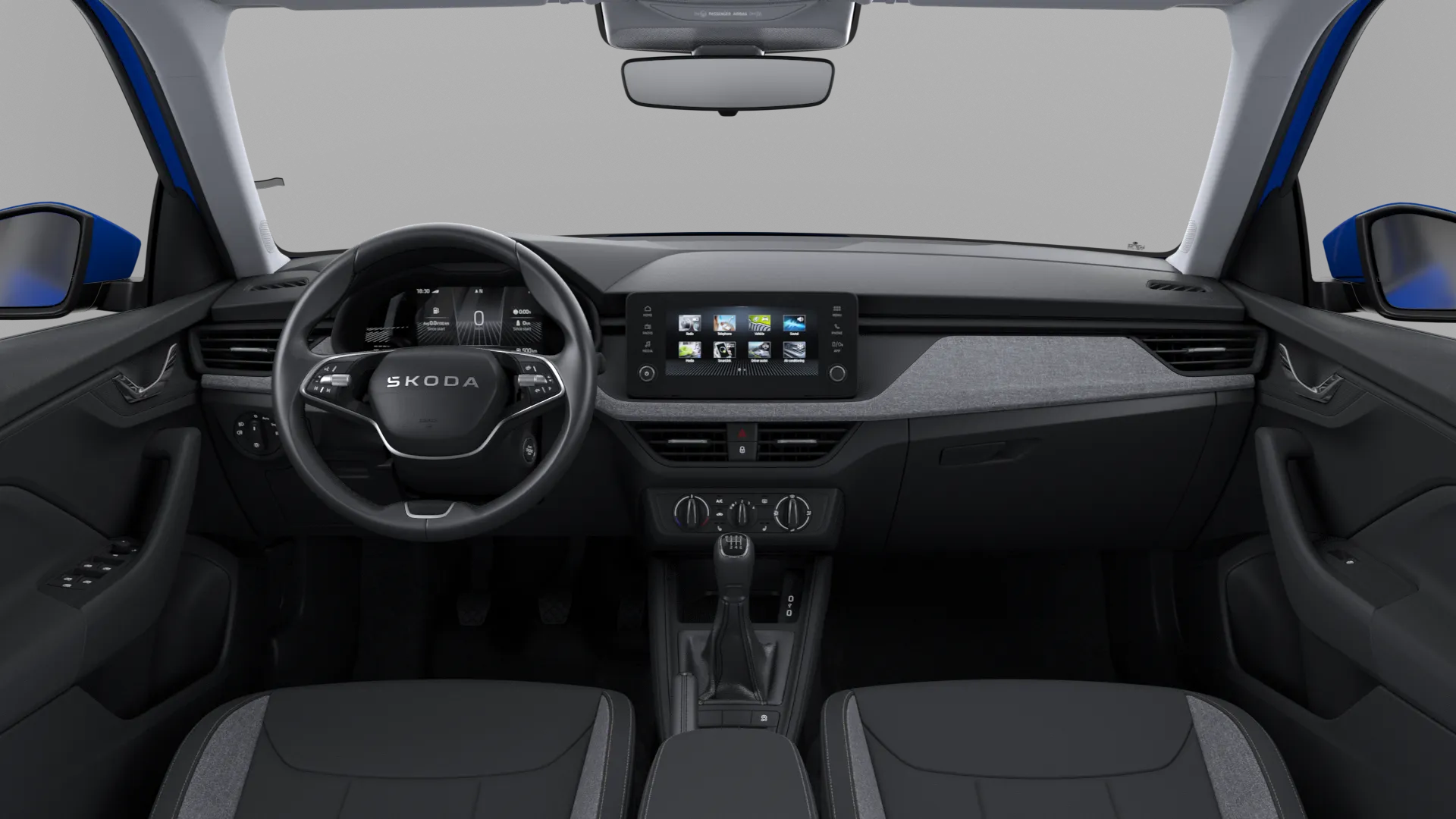 Kamiq, Selection, Modrá Energy, interiér Loft, dashboard