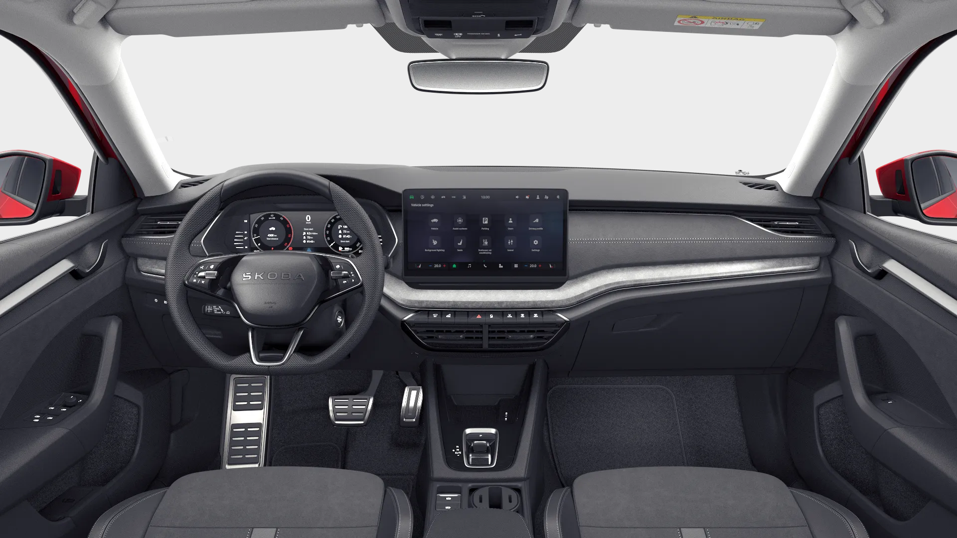 Octavia, Dynamic, Červená Velvet metalíza, interiér Lounge, dashboard
