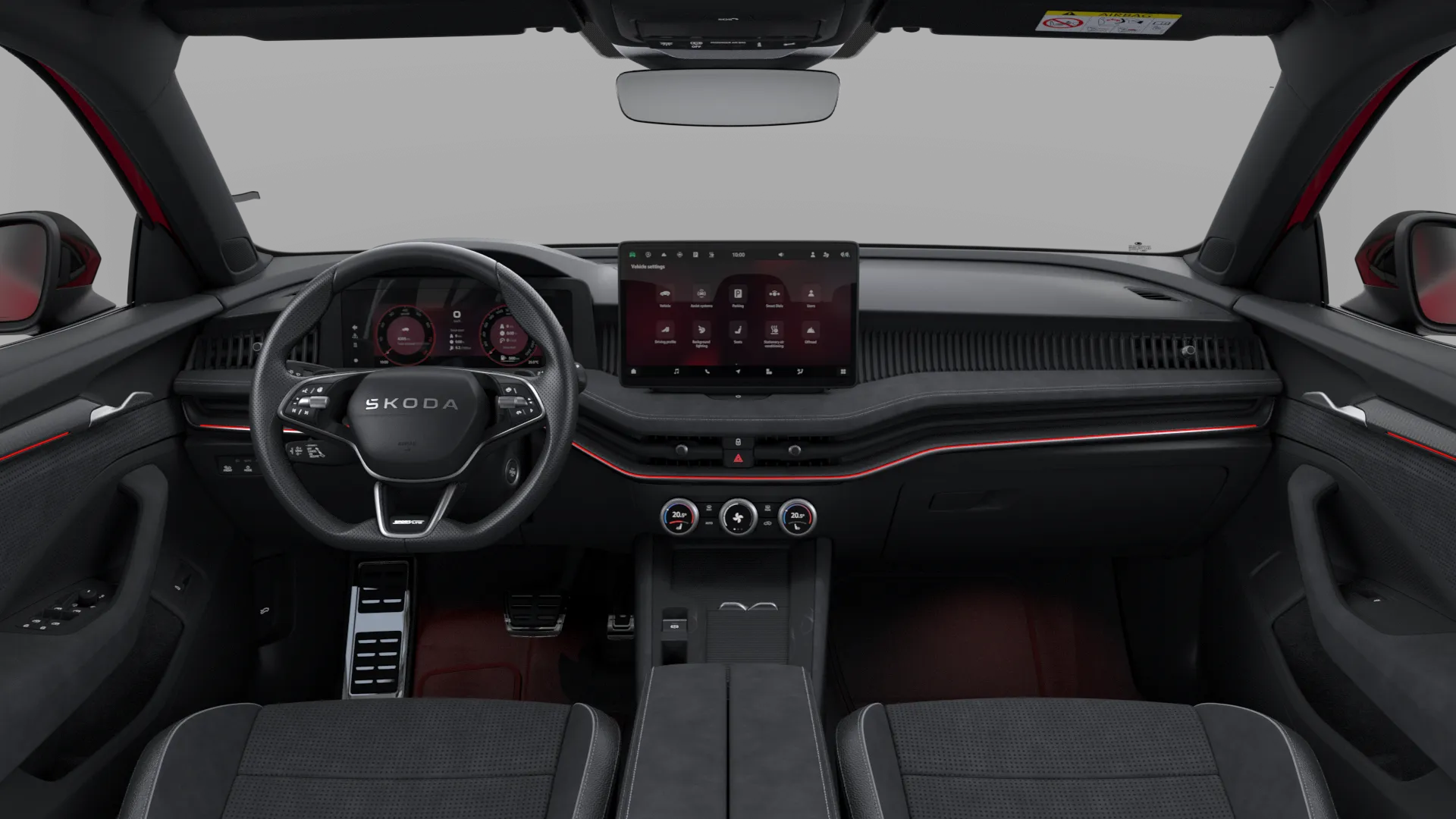 Superb, Sportline, Červená Carmine metalíza, interiér Sportline, dashboard