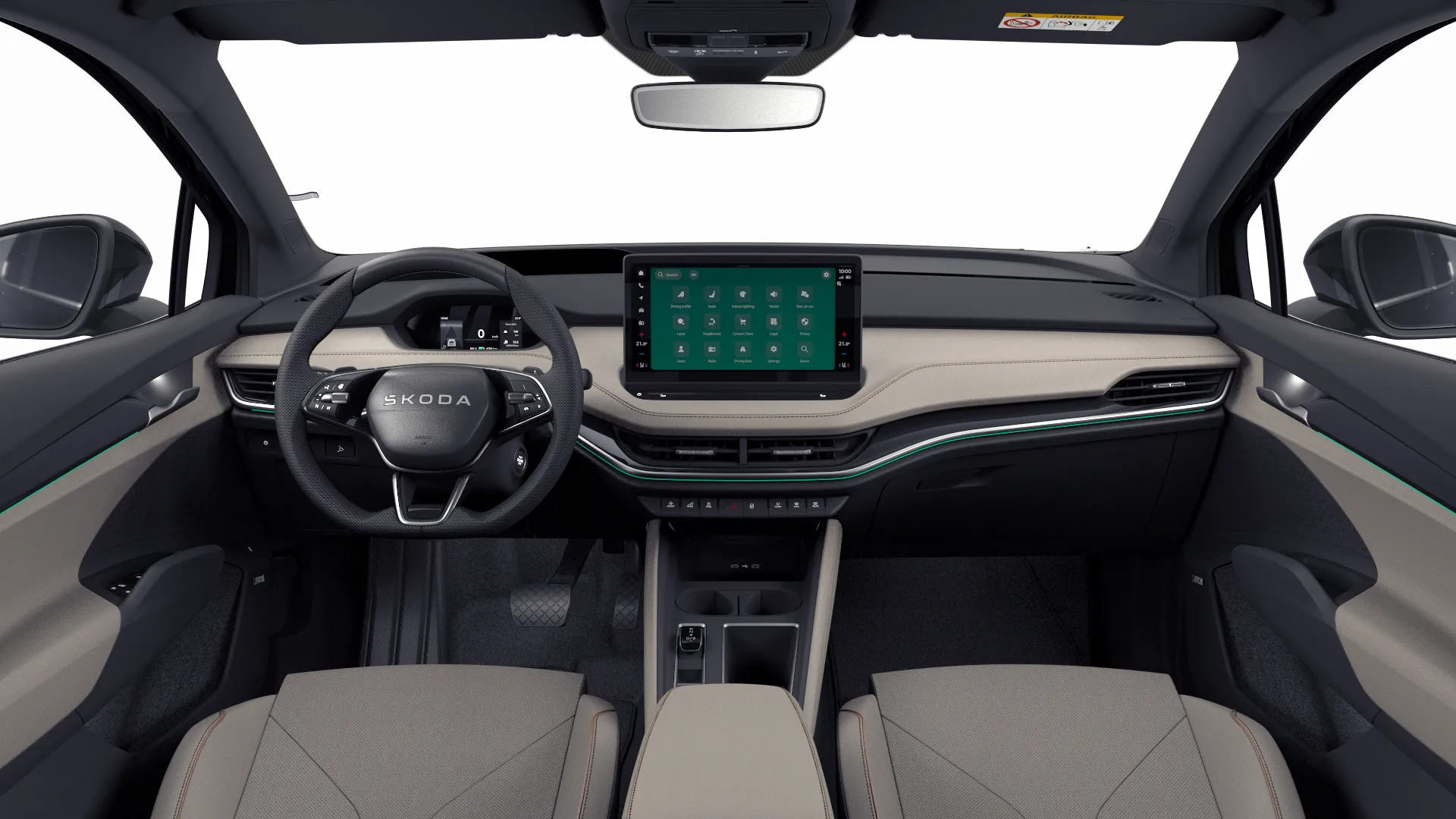 Enyaq Coupé, L&K, interiér L&K béžový, dashboard