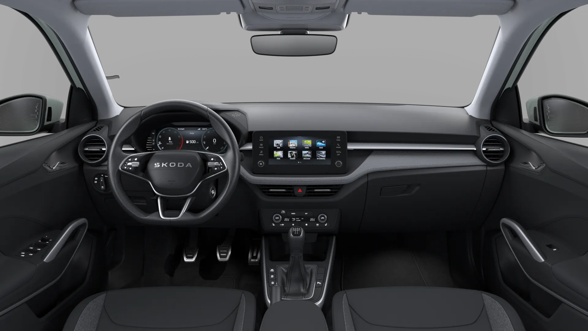 Fabia, Dynamic, Zelená Timiano, interiér Lodge, dashboard