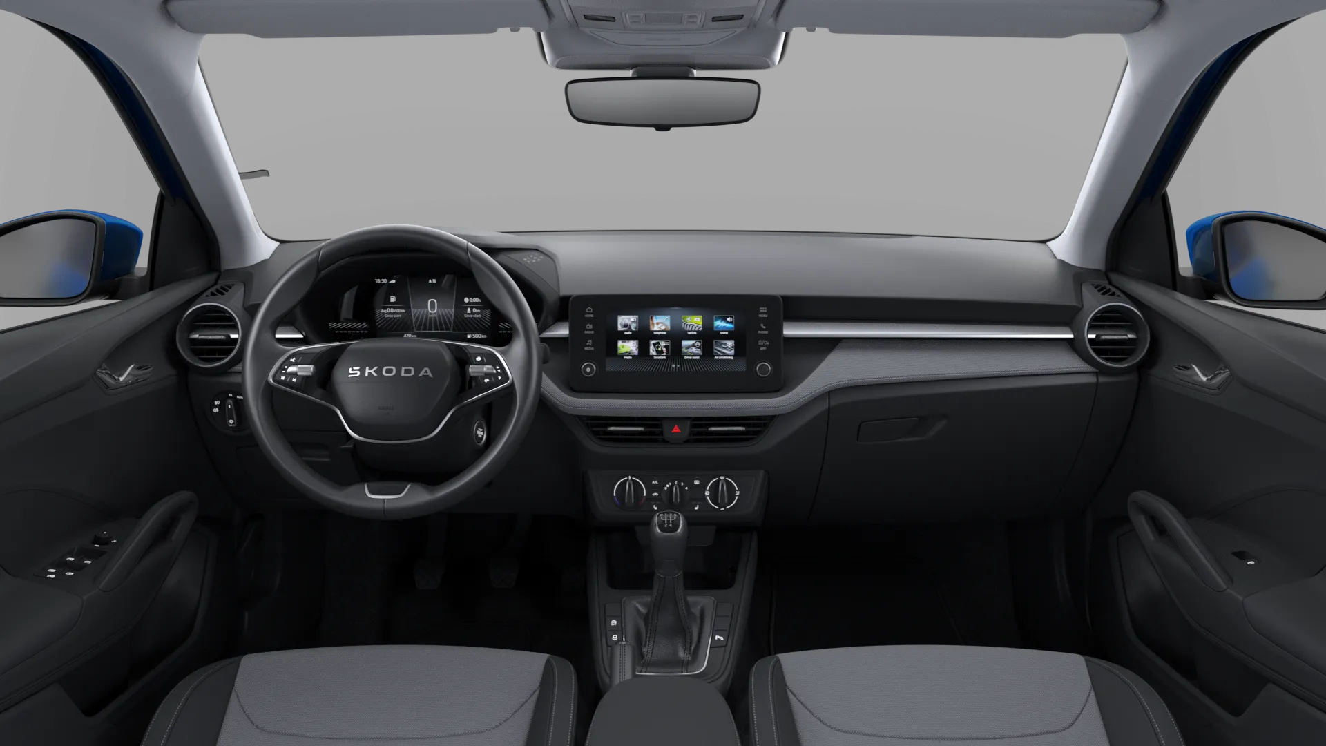 Fabia, Classic, Modrá Race metalíza, interiér Loft, dashboard