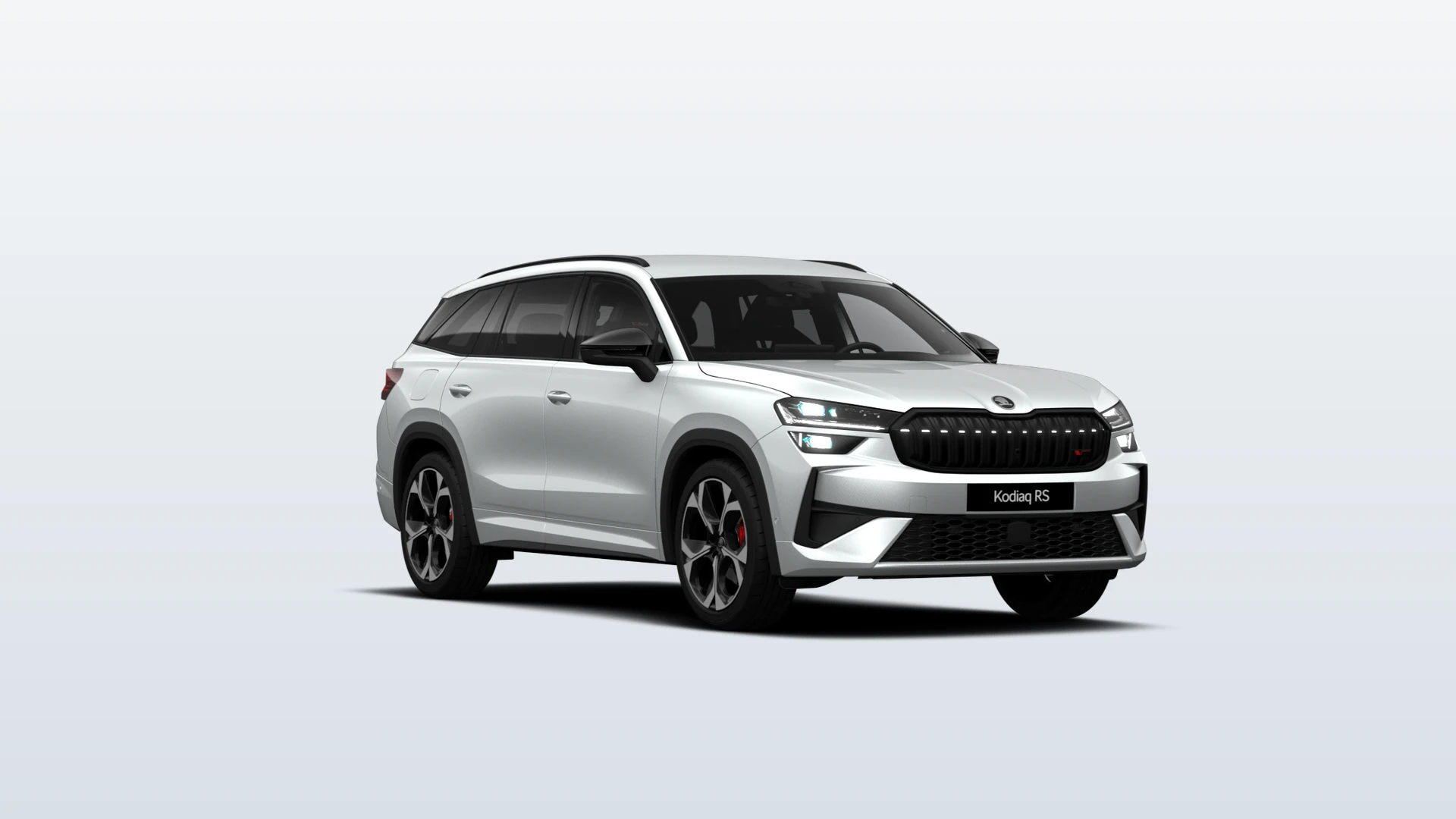 Kodiaq, RS, Bílá Moon metalíza, front