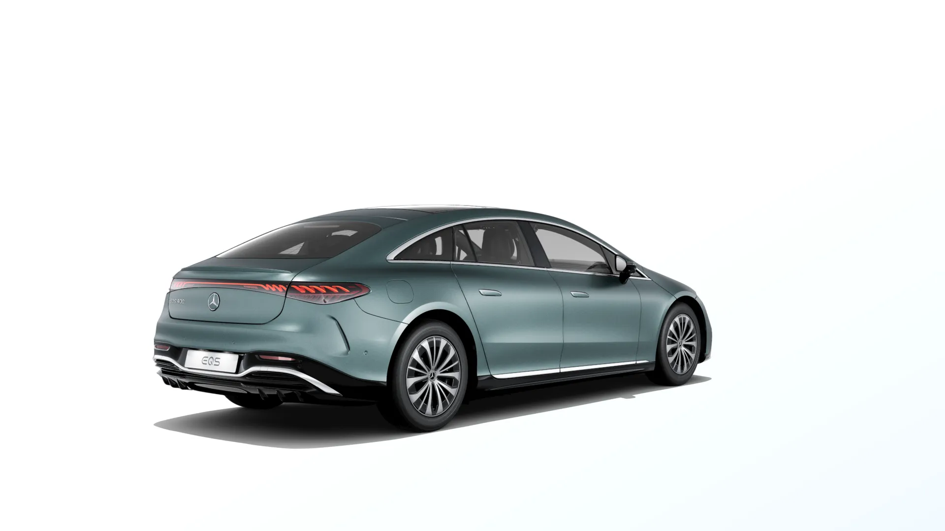 EQS sedan (V297-fl), Linie Electric Art exteriér, Magno stříbrná verde MANUFAKTUR, rear
