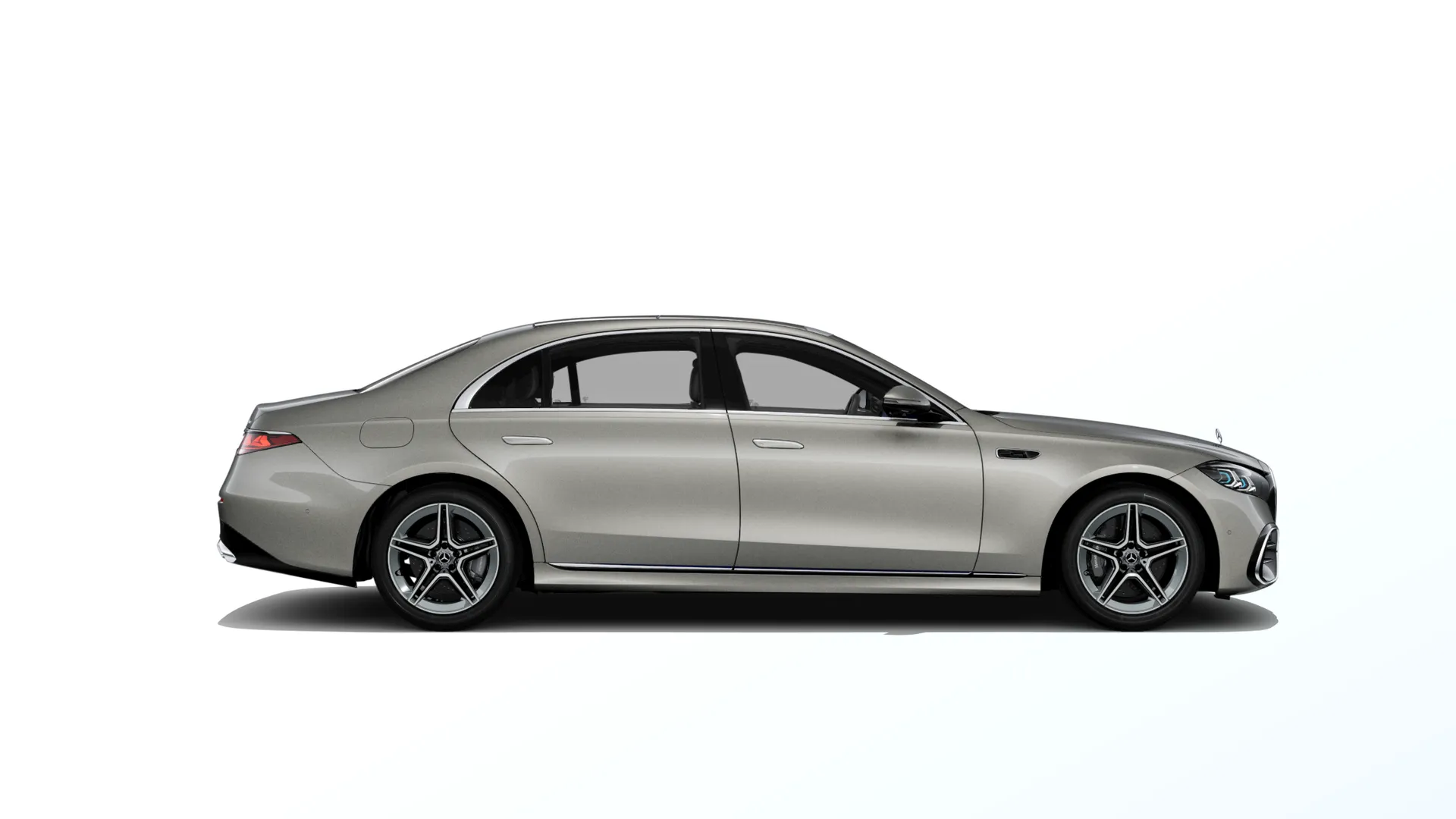 Třída S prodloužená limuzína (V223-fl), Linie AMG, Metalická šedá Teide MANUFAKTUR exclusive, side