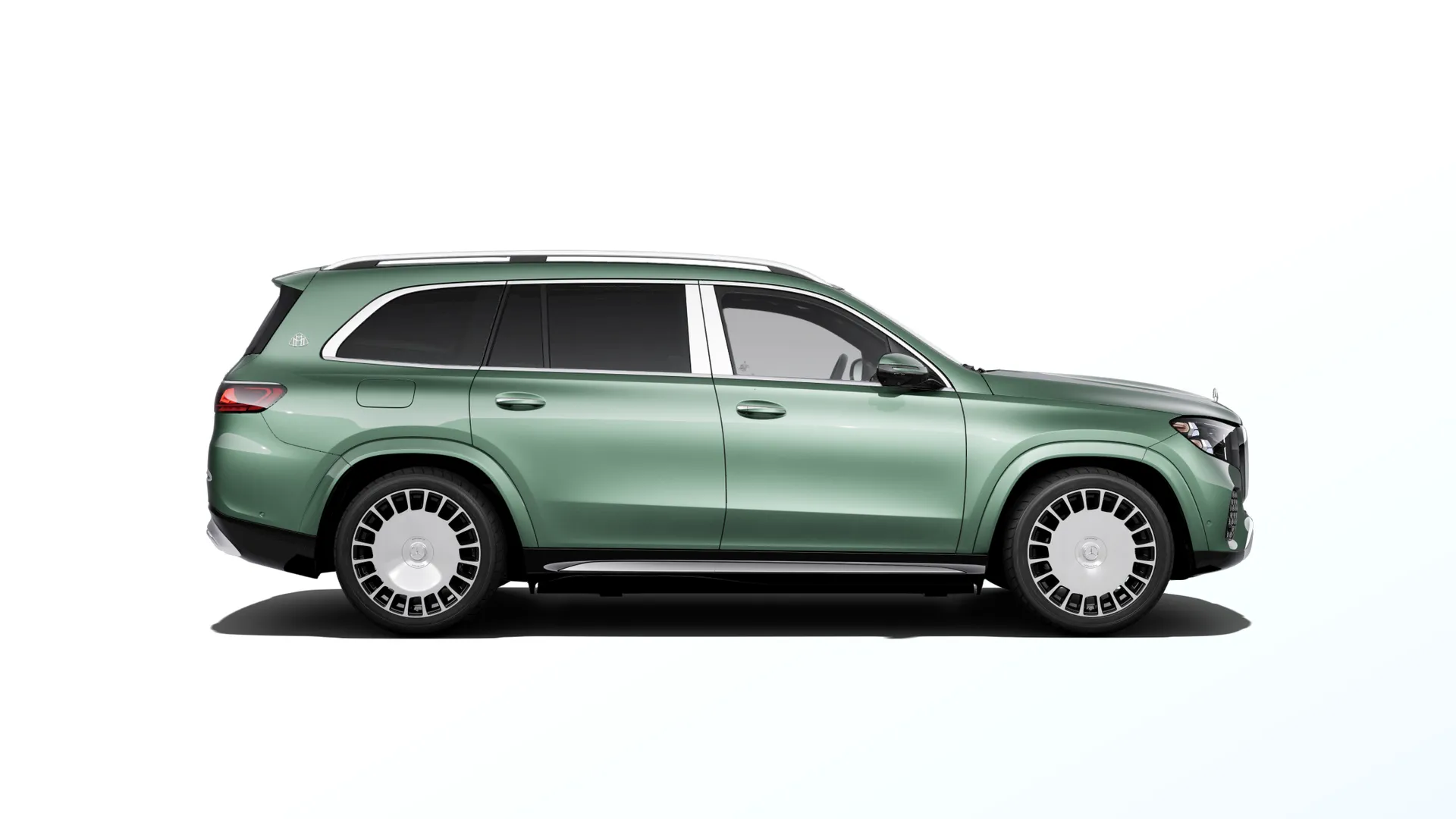 Mercedes-Maybach GLS (X167-fl2), Ozdobné výplně interiéru Exclusive, Metalická zelená Ireland MANUFAKTUR, side