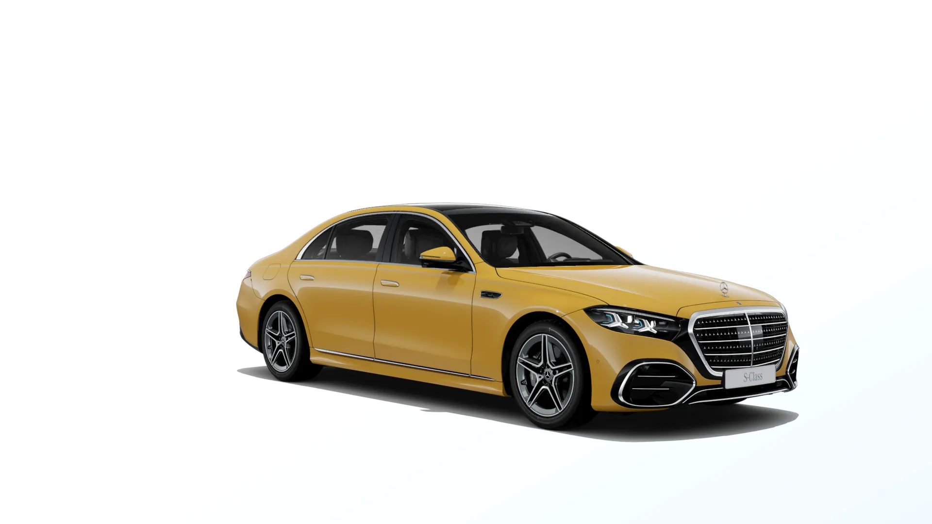 Třída S prodloužená limuzína (V223-fl), Linie AMG, Nemetalická žlutá Yellowstone MANUFAKTUR exclusive, front