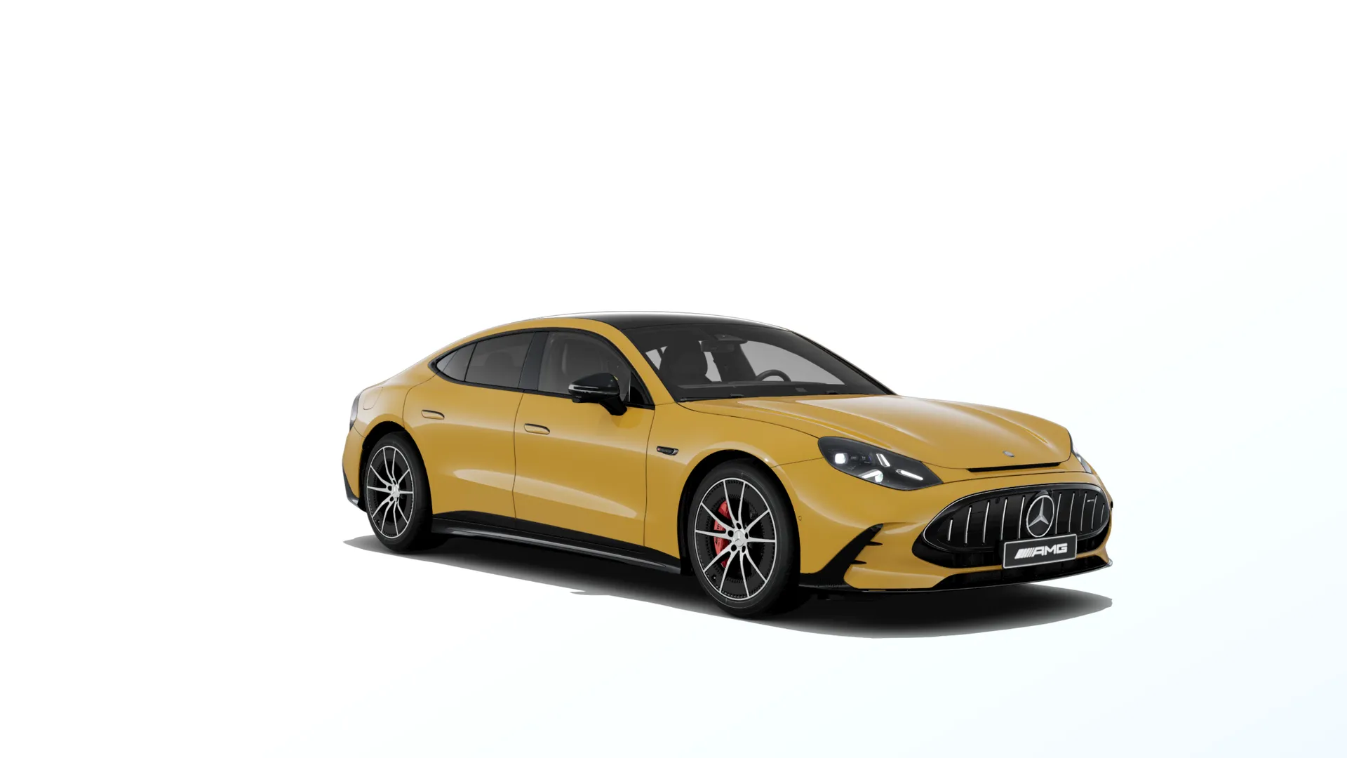 Mercedes-AMG GT čtyřdveřové kupé (C590), Sada AMG Night, Nemetalická žlutá Yellowstone MANUFAKTUR exclusive, front