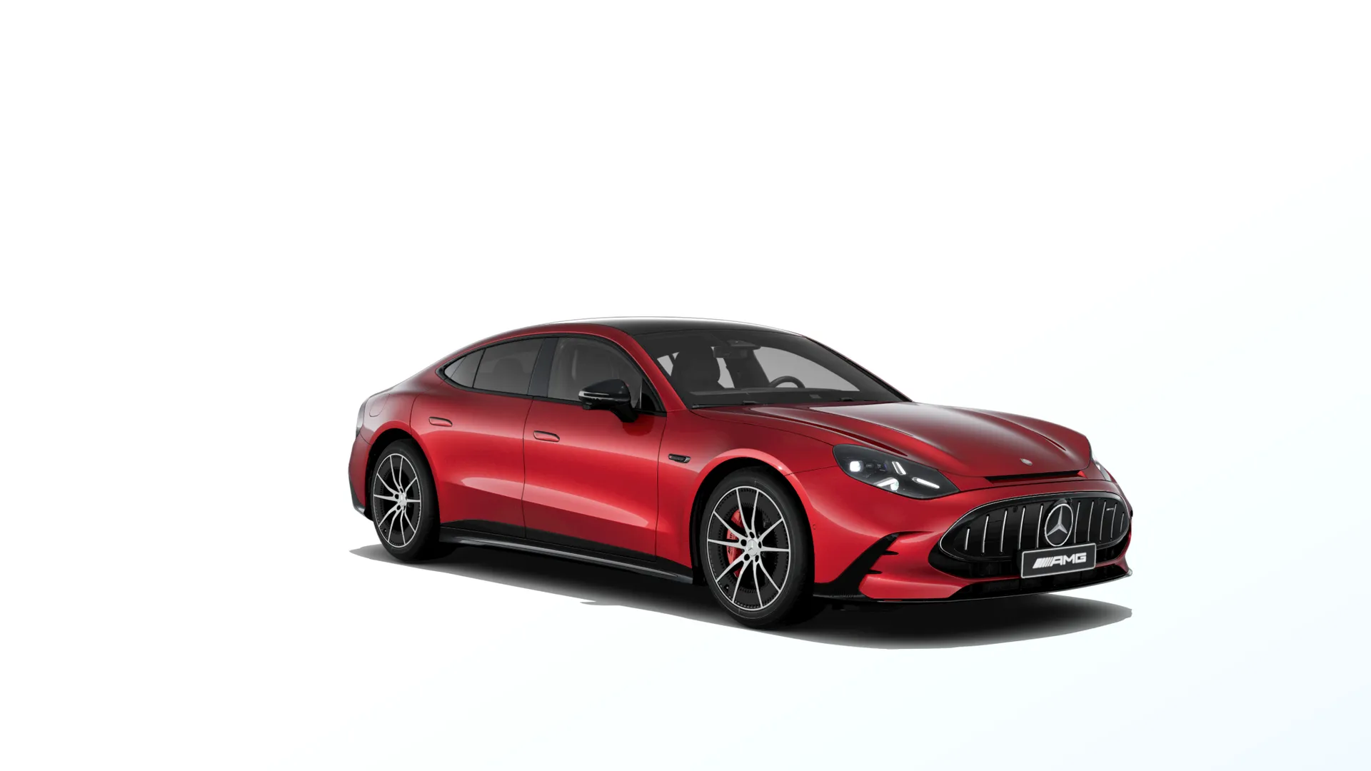 Mercedes-AMG GT čtyřdveřové kupé (C590), Sada AMG Night, Metalická červená hyacinth MANUFAKTUR exclusive, front