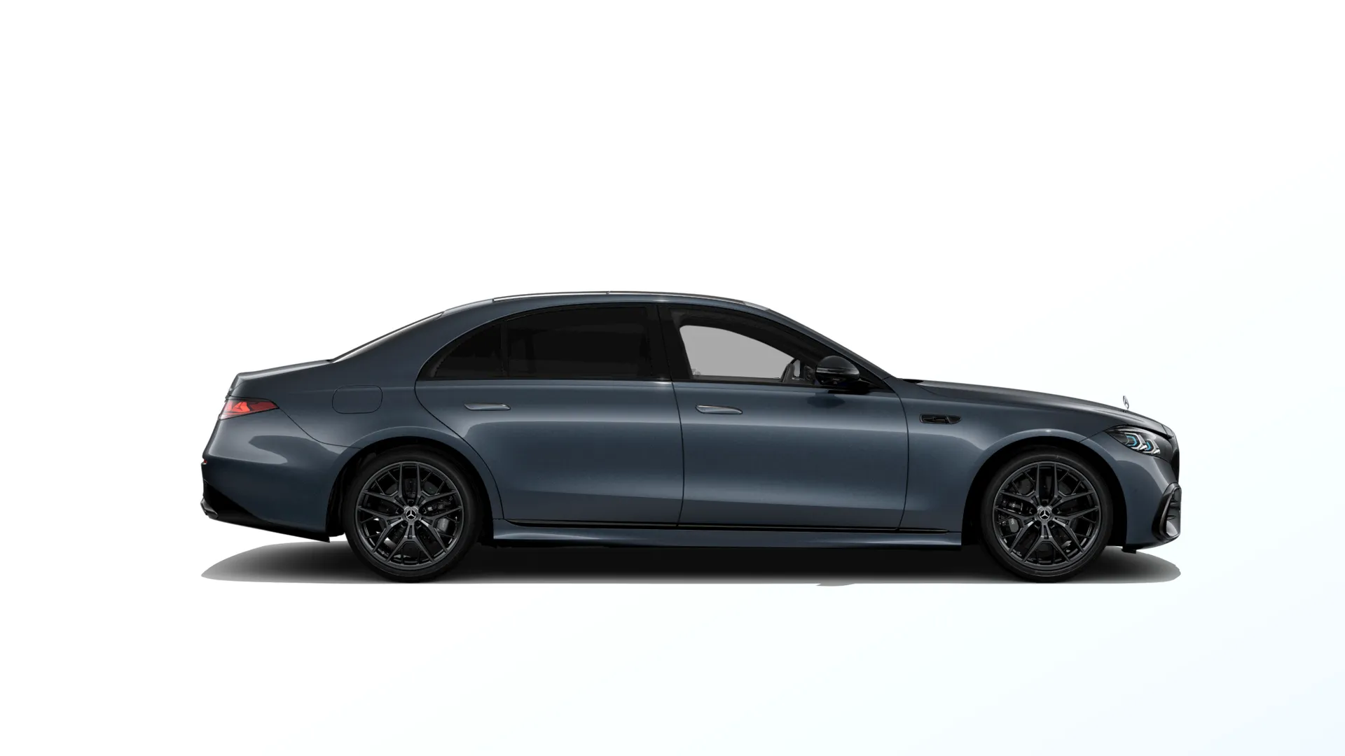 Třída S prodloužená limuzína (V223-fl), Linie AMG Plus, Metalická modrá anthracite MANUFAKTUR exclusive, side