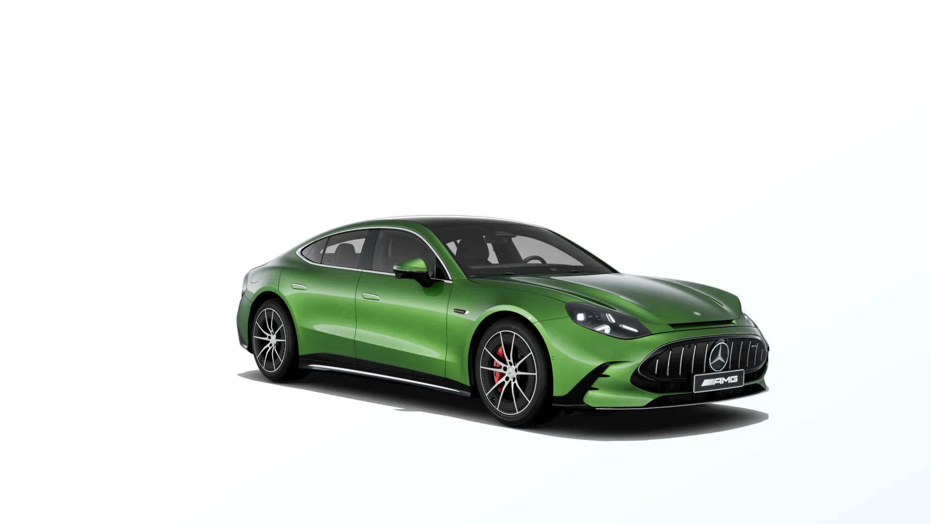 Mercedes-AMG GT čtyřdveřové kupé (C590), Základní provedení, Metalická zelená elbaite MANUFAKTUR exclusive, front
