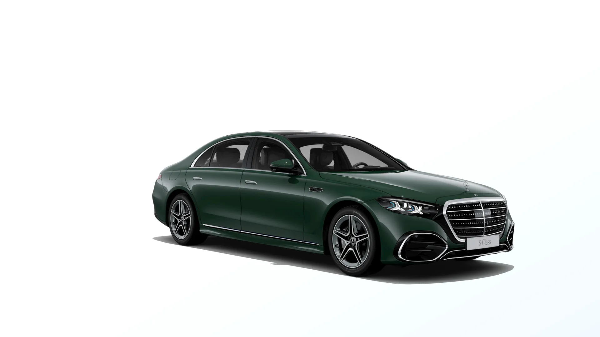 Třída S prodloužená limuzína (V223-fl), Linie AMG, Nemetalická zelená classic MANUFAKTUR exclusive, front