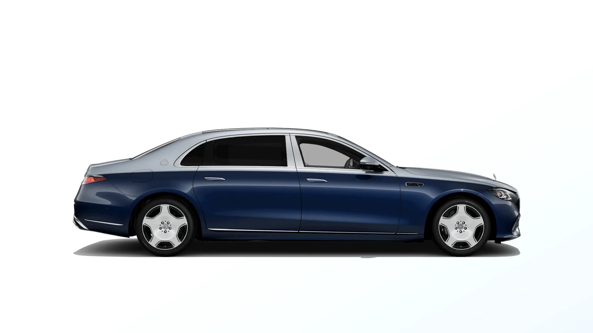 Mercedes-Maybach Třída S (Z223-fl), Sada Exclusive, Dvoubarevné metalické lakování Maybach - modrá nautic/stříbrná high-tech, side
