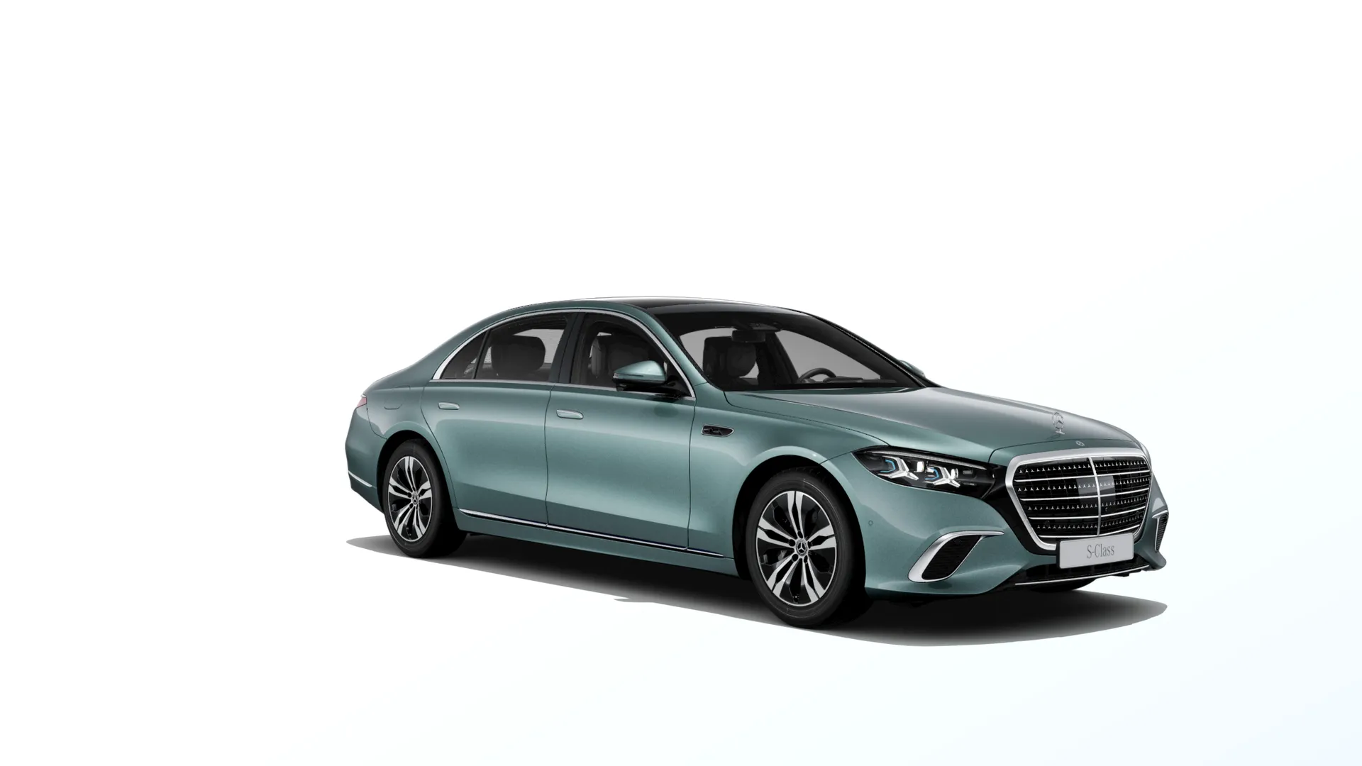 Třída S prodloužená limuzína (V223-fl), Základní provedení, Metalická stříbrná verde, front