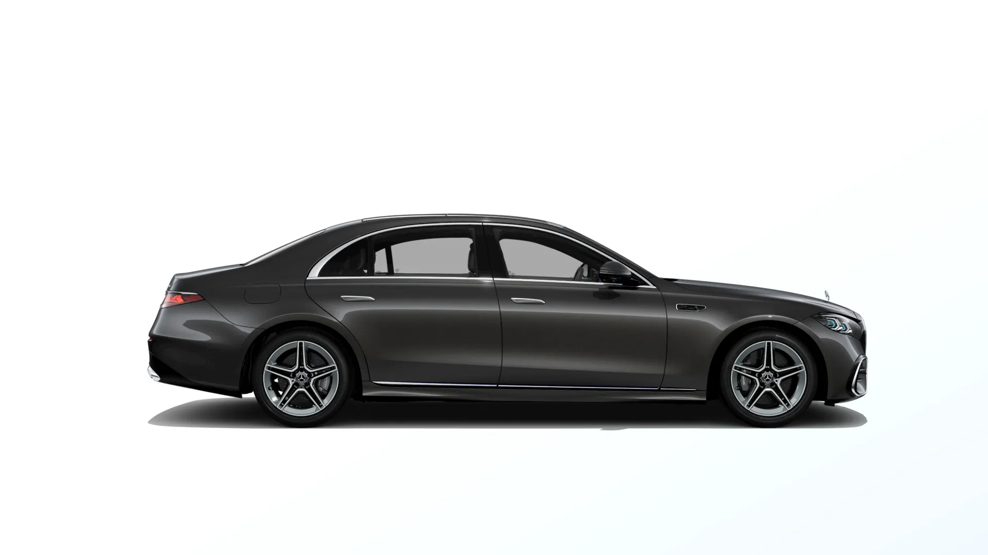 Třída S prodloužená limuzína (V223-fl), Linie AMG, Metalická černá mocha MANUFAKTUR exclusive, side