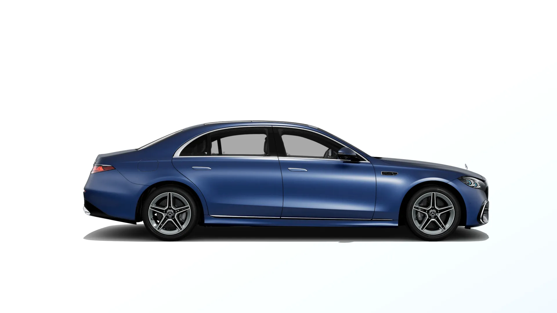 Třída S prodloužená limuzína (V223-fl), Linie AMG, Magno modrá brilliant MANUFAKTUR exclusive, side