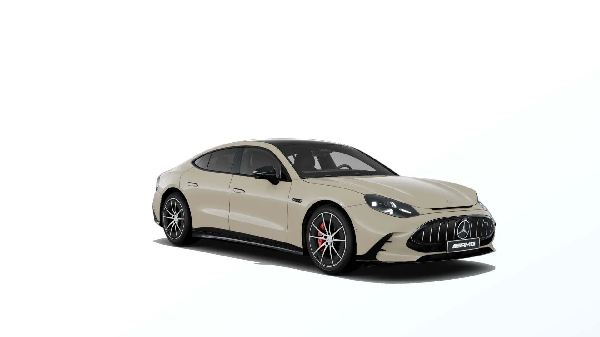 Mercedes-AMG GT čtyřdveřové kupé (C590), Sada AMG Night, Nemetalická béžová ivory MANUFAKTUR exclusive, front