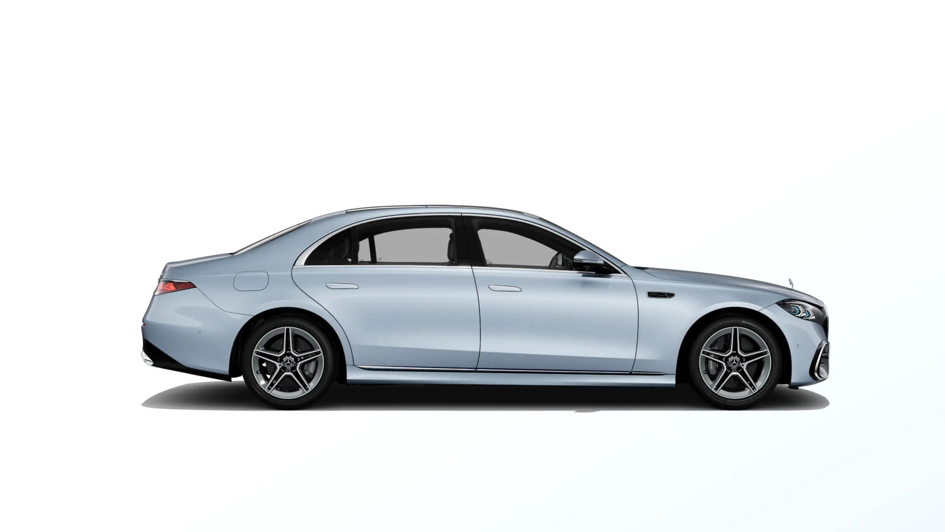 Třída S prodloužená limuzína (V223-fl), Linie AMG, Metalická světle modrá Côte d'Azur MANUFAKTUR exclusive, side