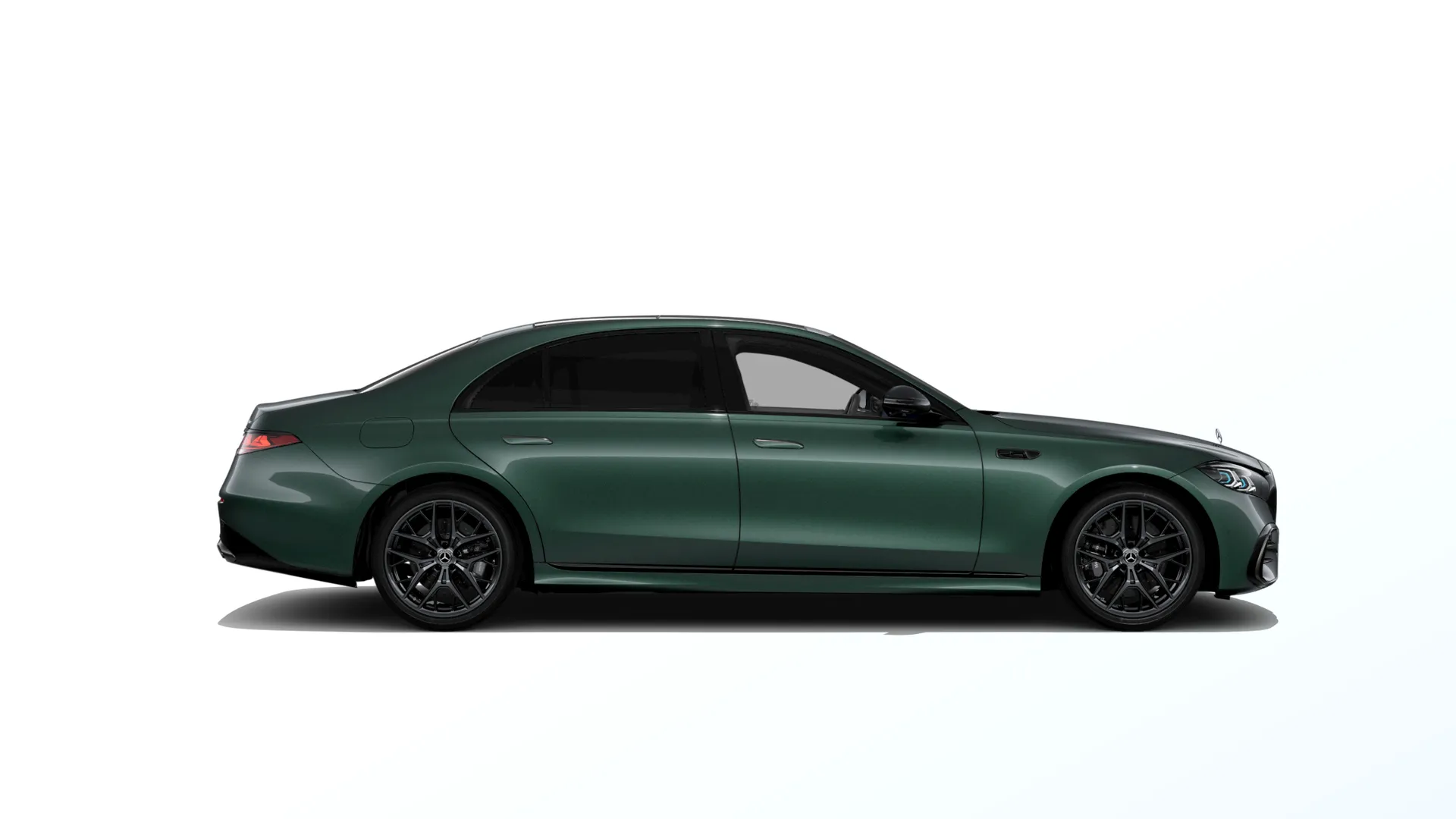 Třída S prodloužená limuzína (V223-fl), Linie AMG Plus, Metalická zelená allanite MANUFAKTUR exclusive, side
