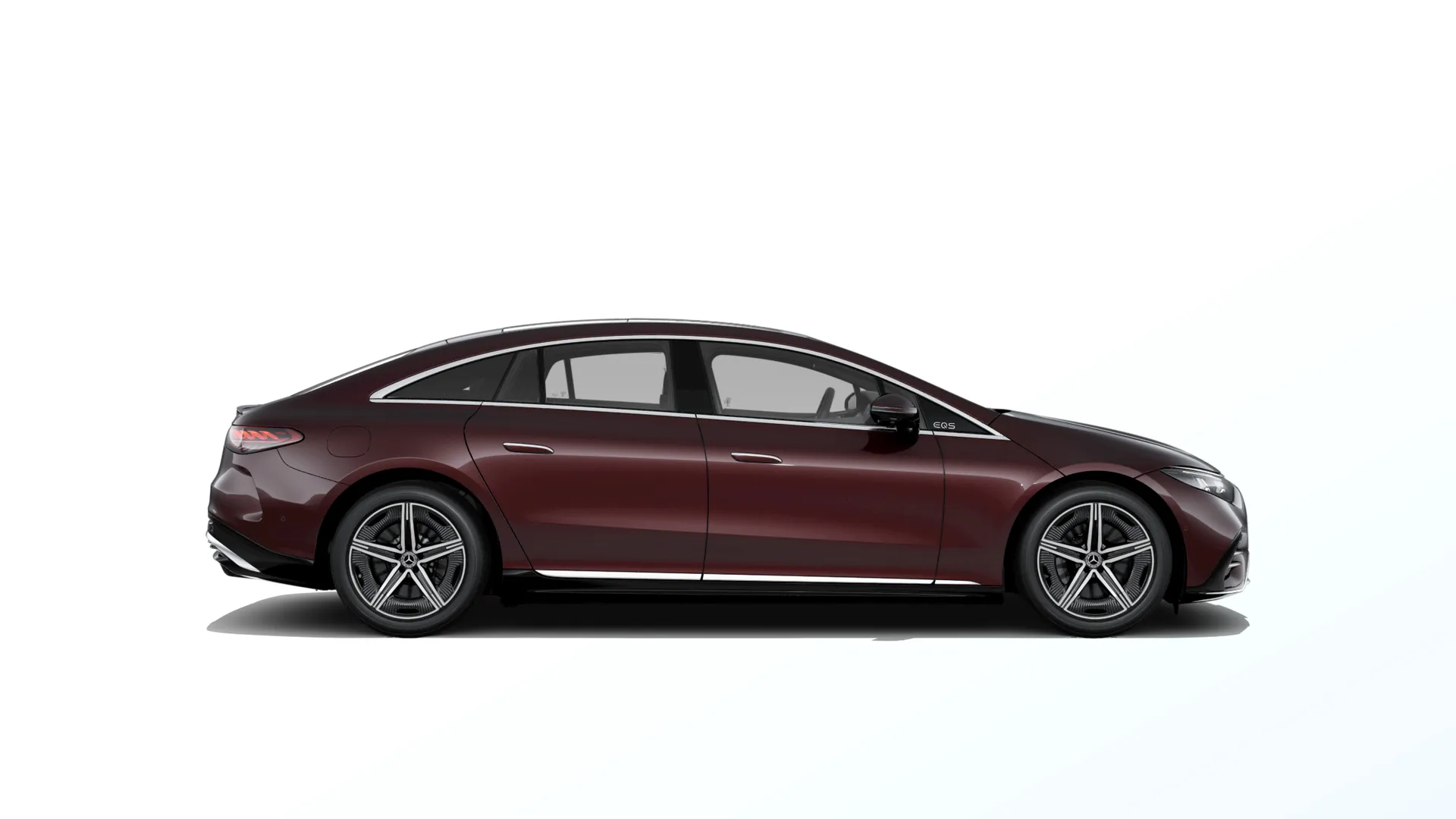 EQS sedan (V297-fl), Linie AMG exteriér, Metalická červená rubellite MANUFAKTUR, side