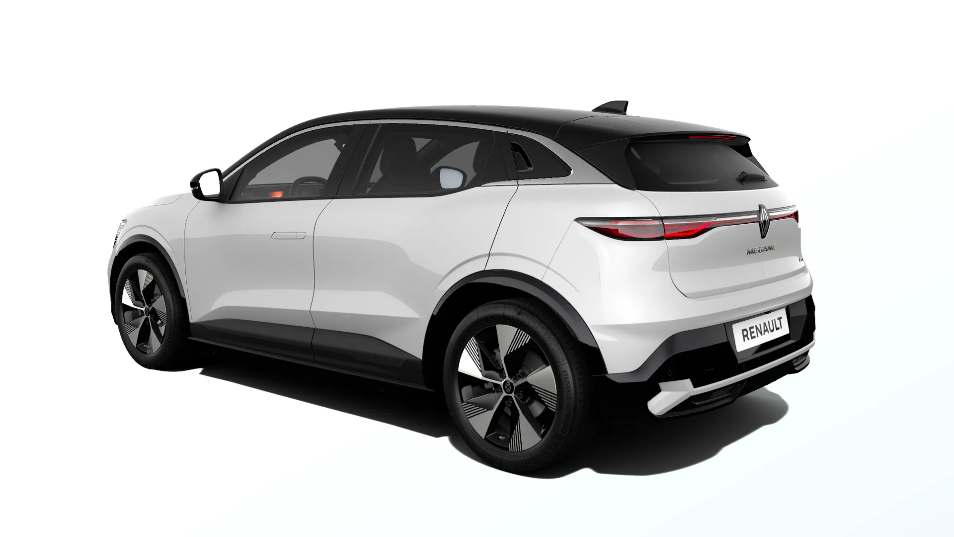 Megane E-Tech, Techno, bílá glacier / střecha černá étoilé, rear