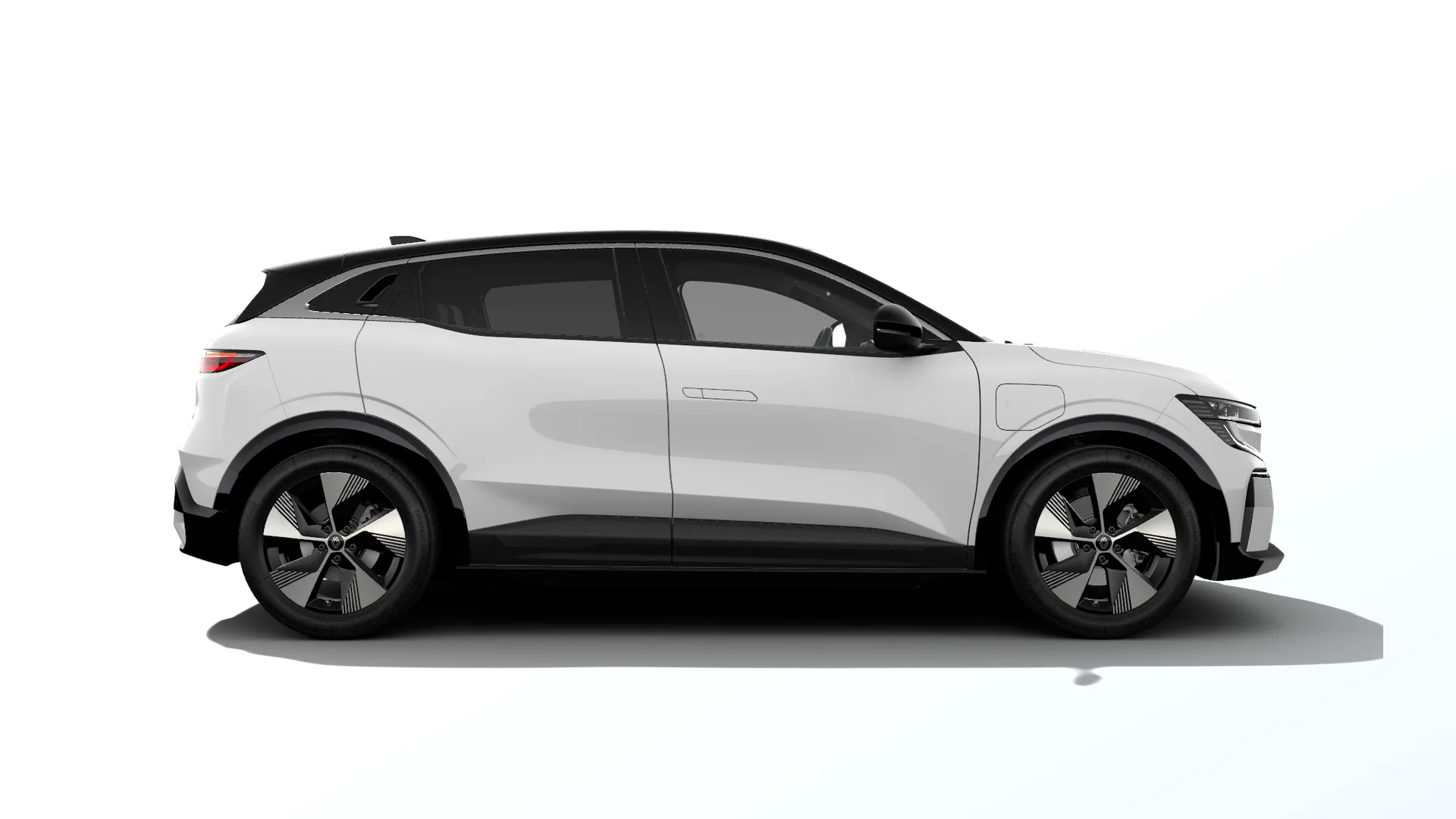 Megane E-Tech, Techno, bílá glacier / střecha černá étoilé, front