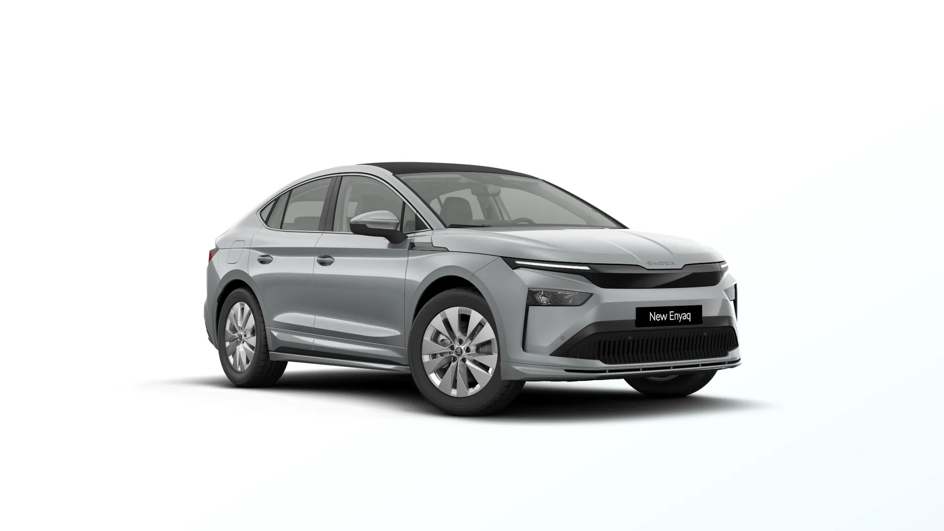 Enyaq Coupé, Selection, Stříbrná Smokey Diamond metalíza, front