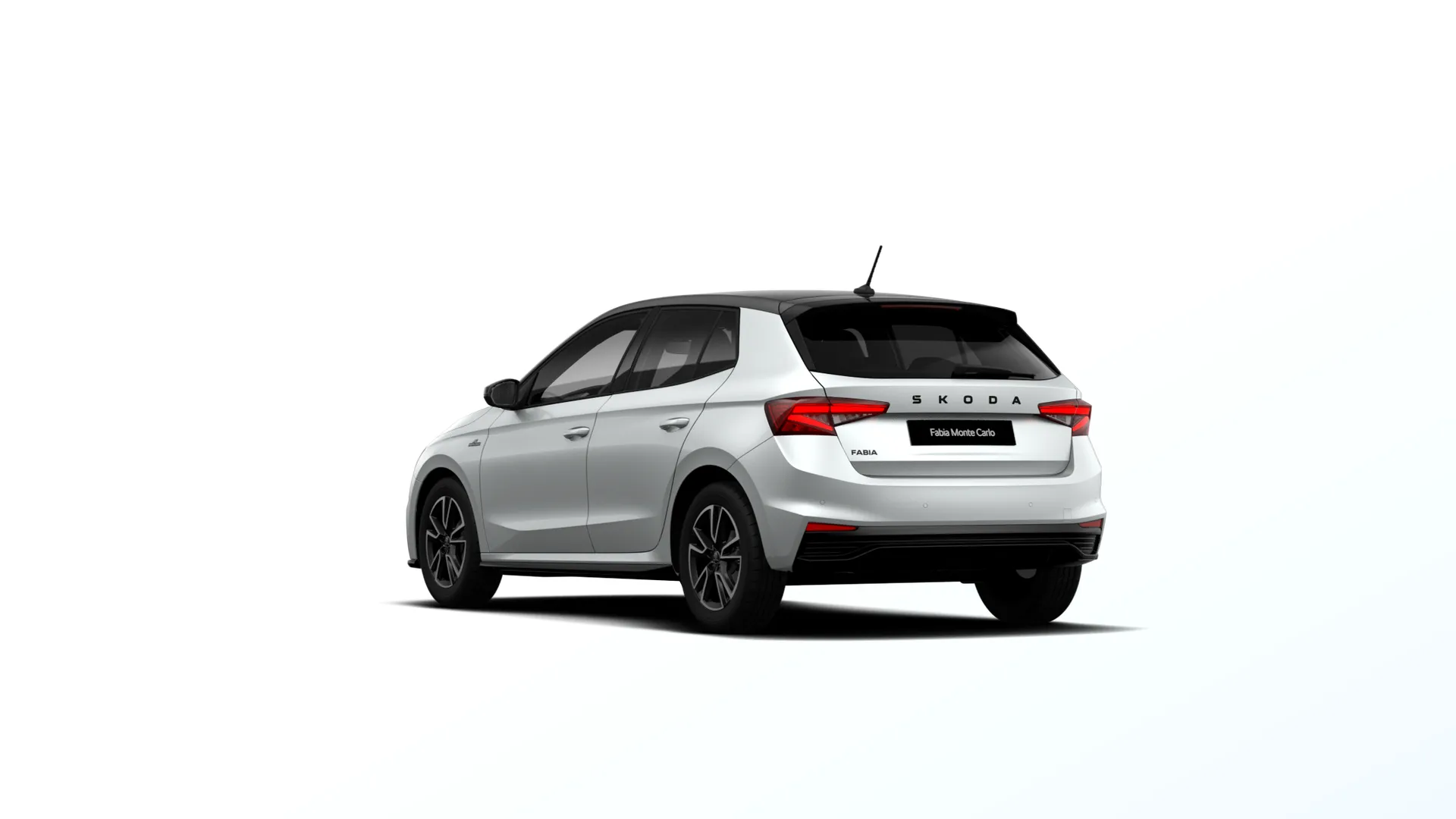 Fabia, Monte Carlo, Bílá Moon metalíza Černá Magic metalíza, rear