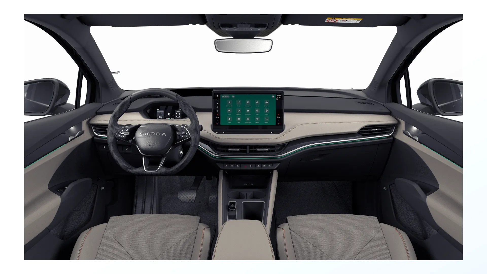 Enyaq Coupé, L&K, interiér L&K béžový, dashboard