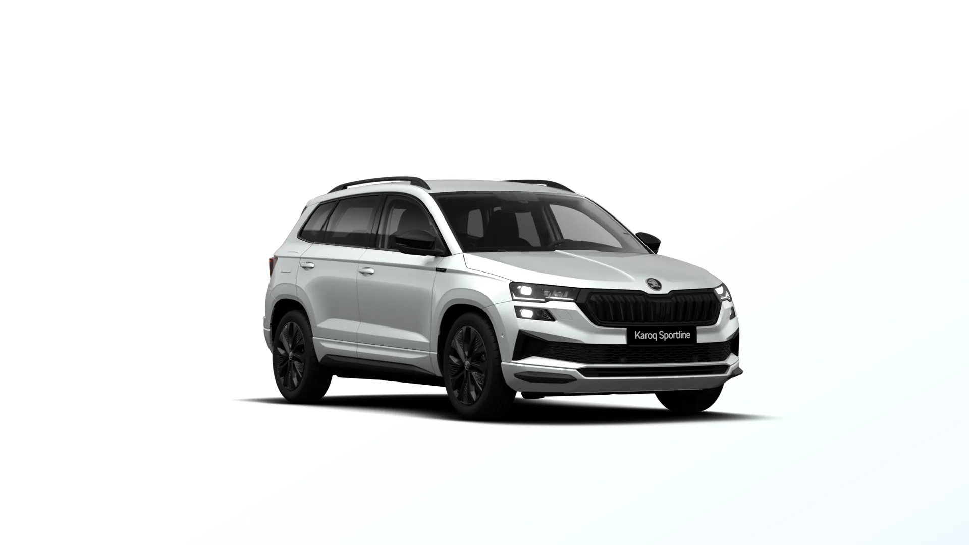 Karoq, Sportline, Bílá Moon metalíza, front