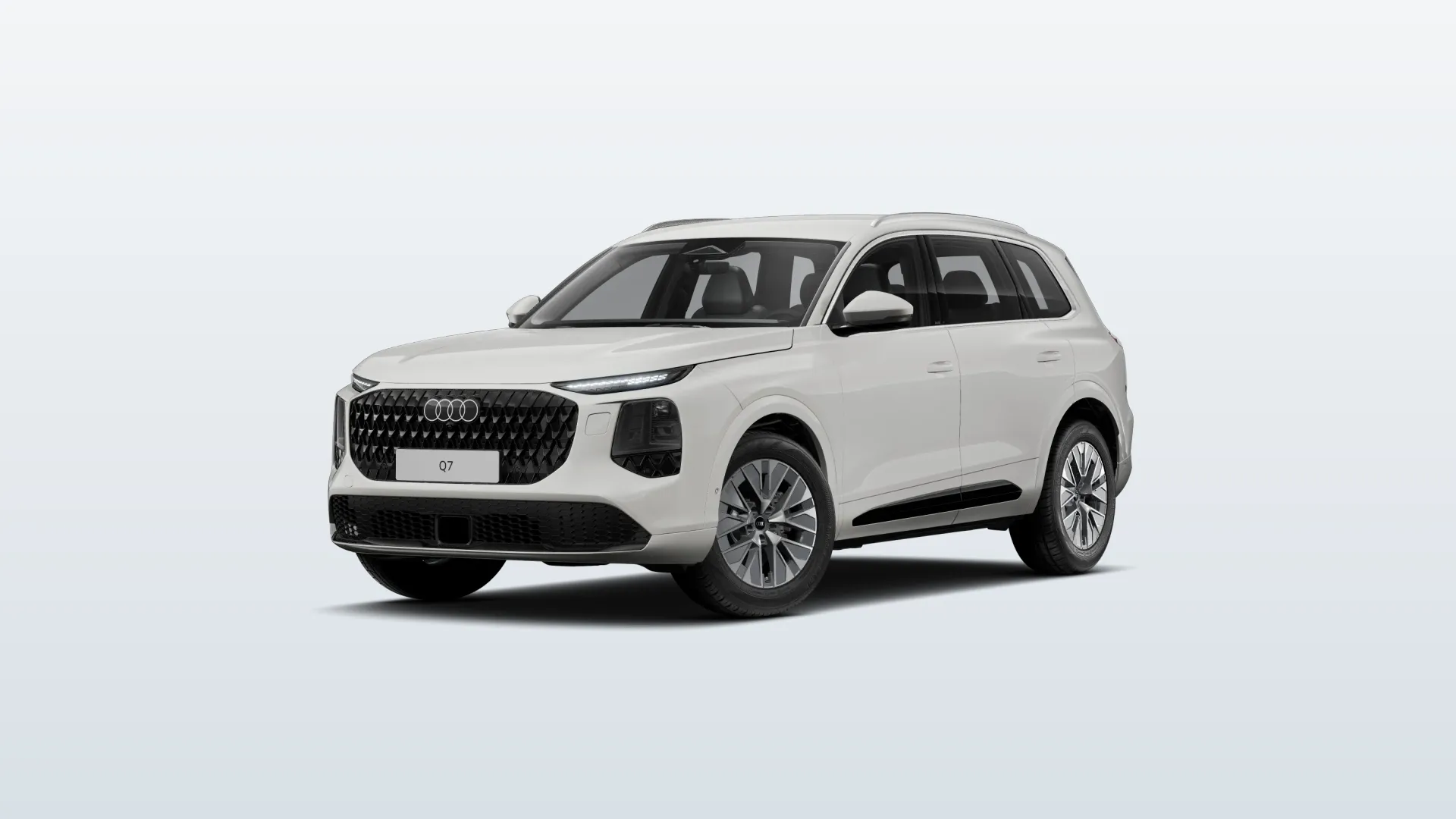 Audi Q7 (2026) v barvě Bílá Carrara – pohled zepředu