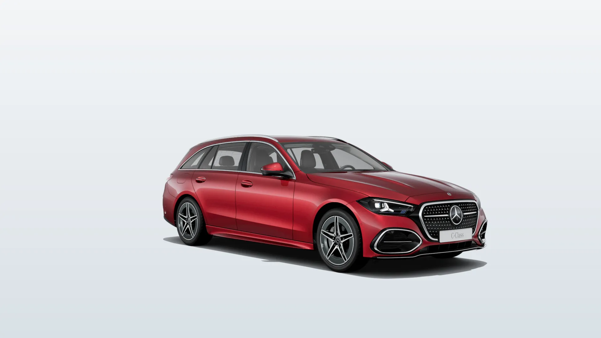 Mercedes-Benz Třída C T-modell (S206) (facelift 2026) Linie AMG v barvě Červená patagonia bright MANUFAKTUR – pohled zepředu