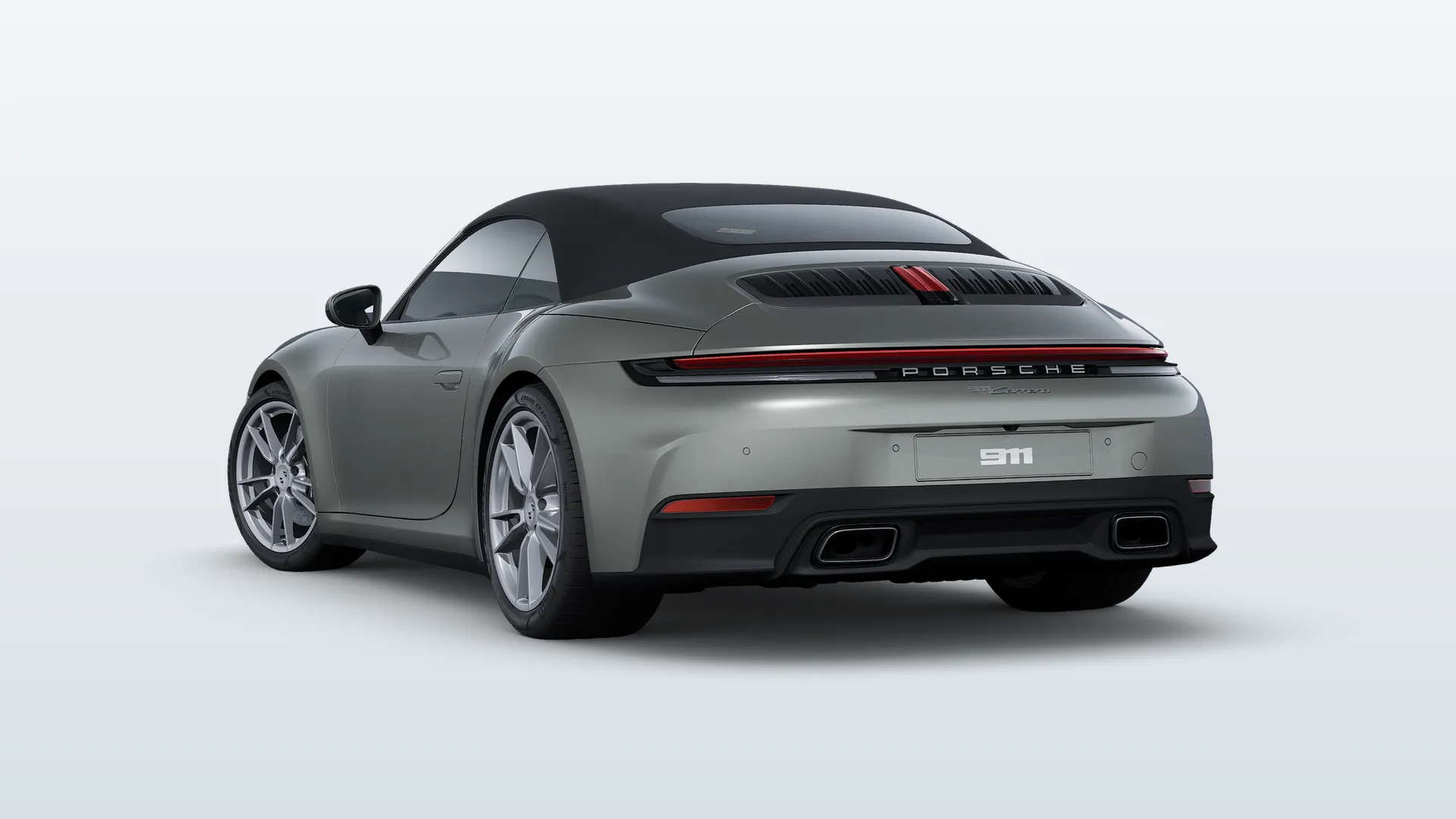 Porsche 911 (992.2) Cabriolet 911 Carrera Cabriolet v barvě Aventurine zelená metalíza – pohled zezadu