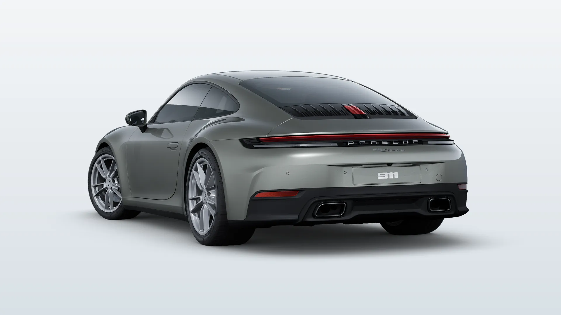 Porsche 911 (992.2) 911 Carrera v barvě Aventurine zelená metalíza – pohled zezadu