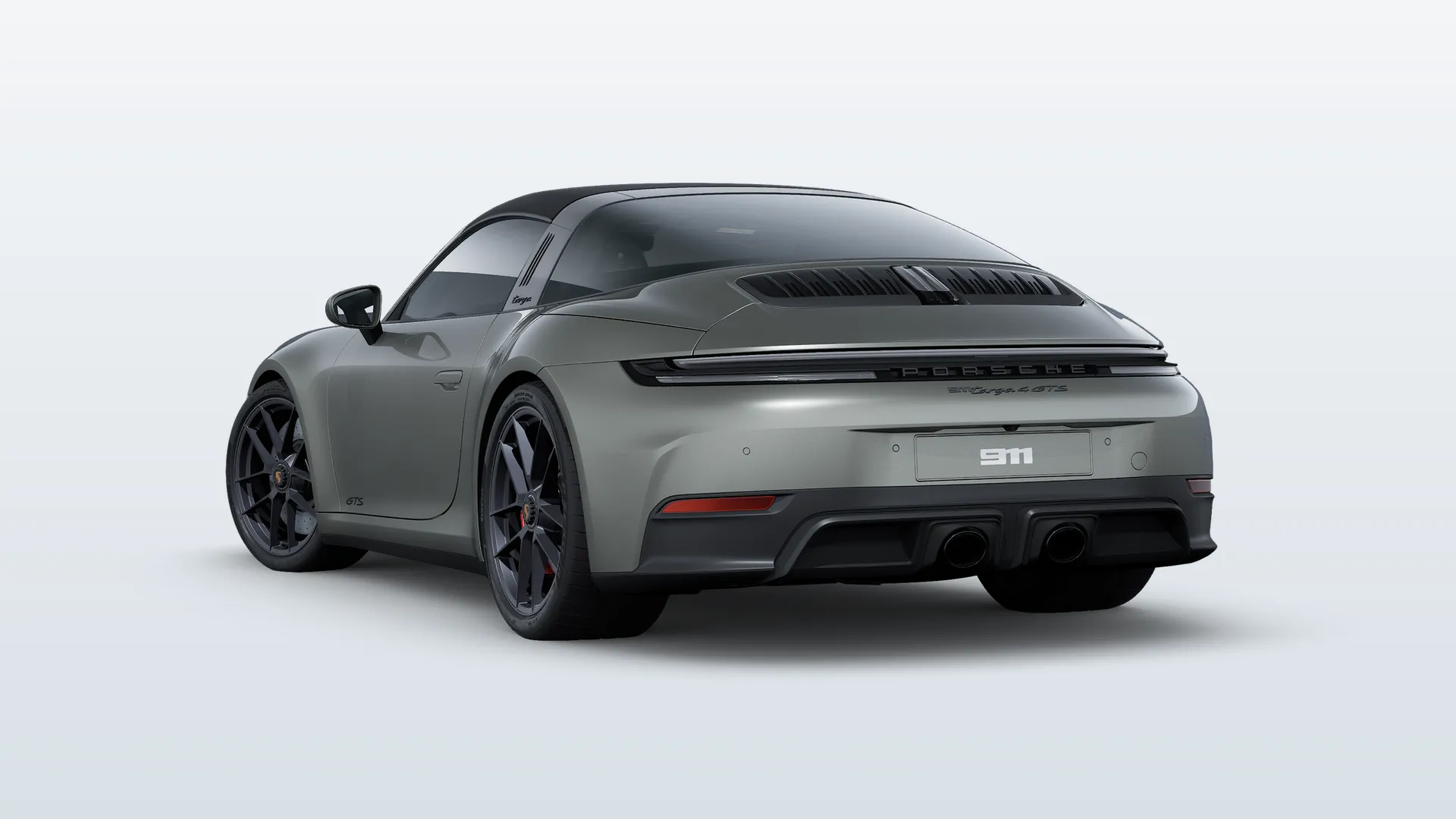 Porsche 911 (992.2) Targa 911 Targa 4 GTS v barvě Aventurine zelená metalíza – pohled zezadu